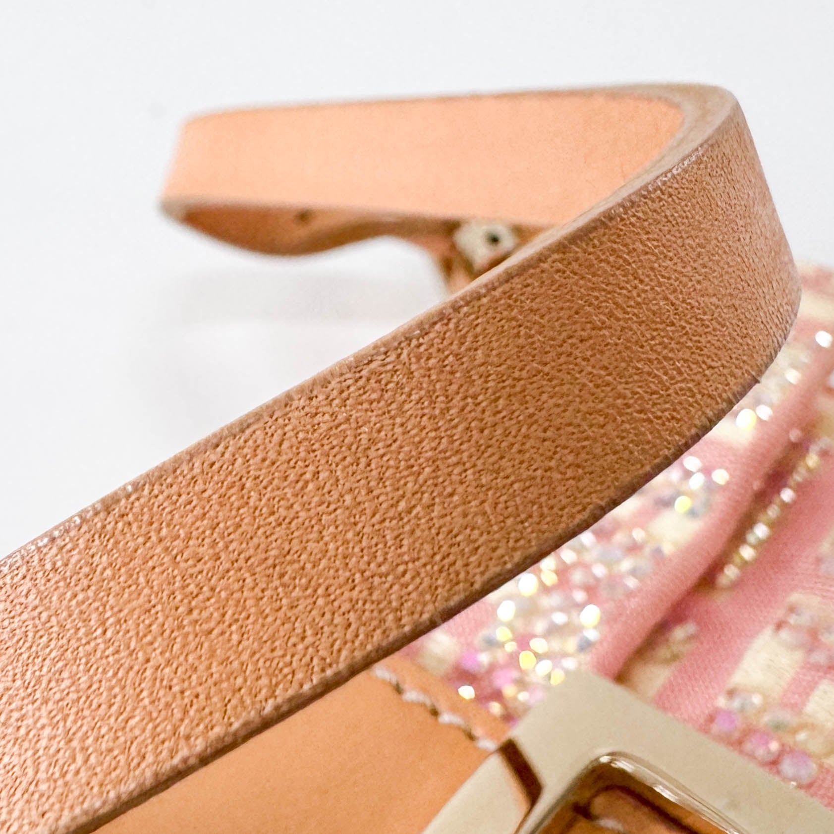 Baguette Mini Pink Beaded Canvas Shoulder Bag