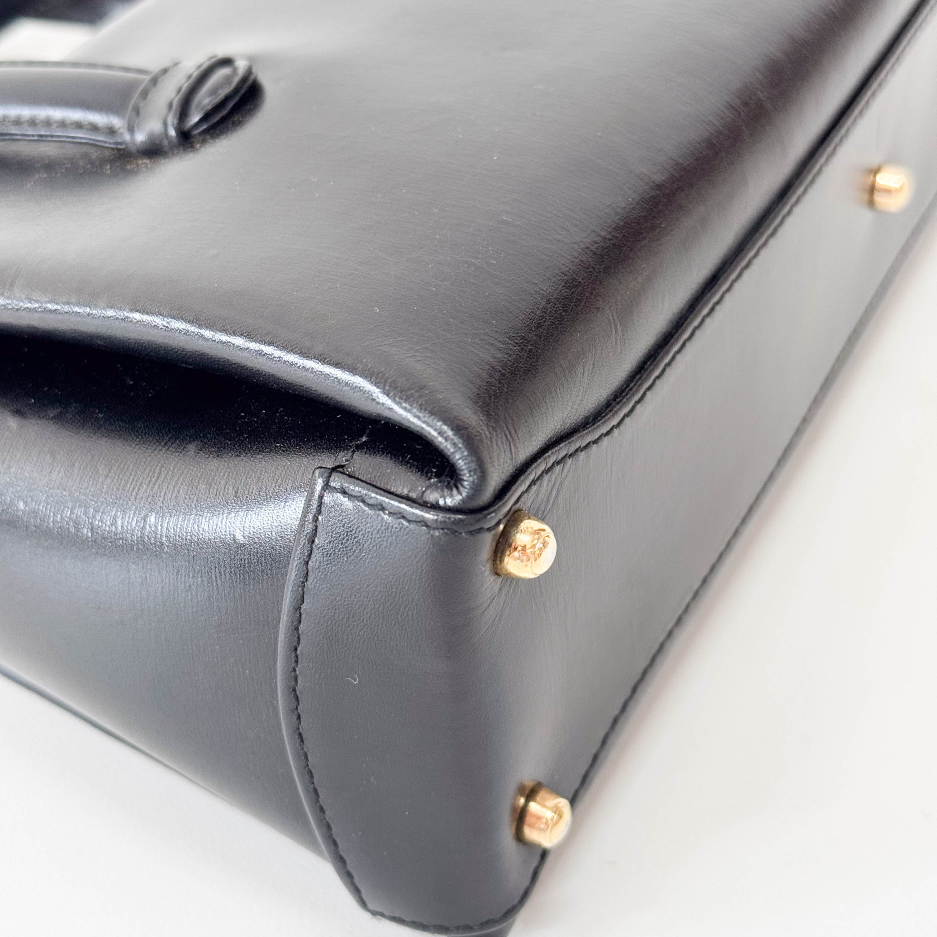 Black Leather Handle Bag