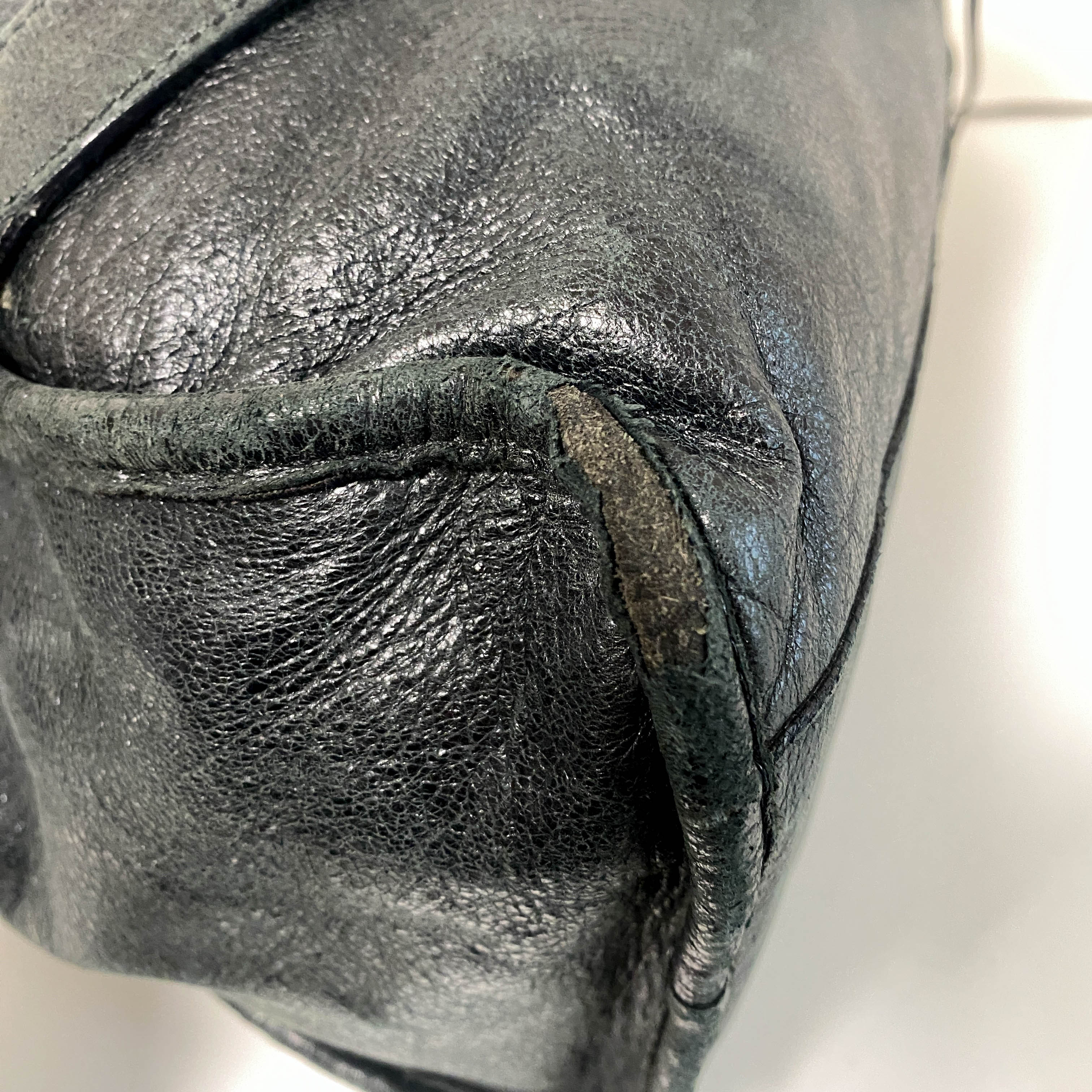 City Black Leather Top Handle Bag