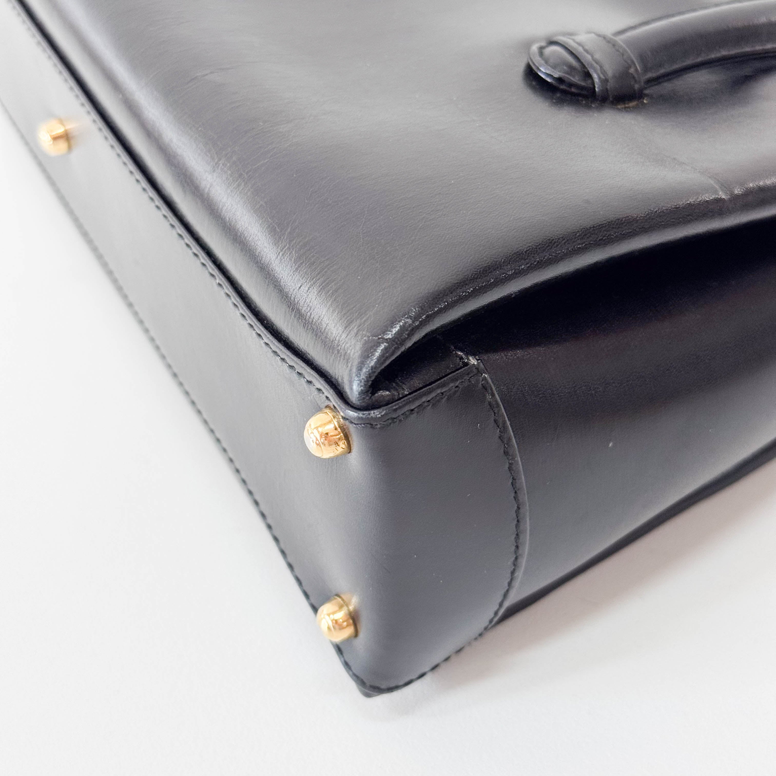 Black Leather Handle Bag