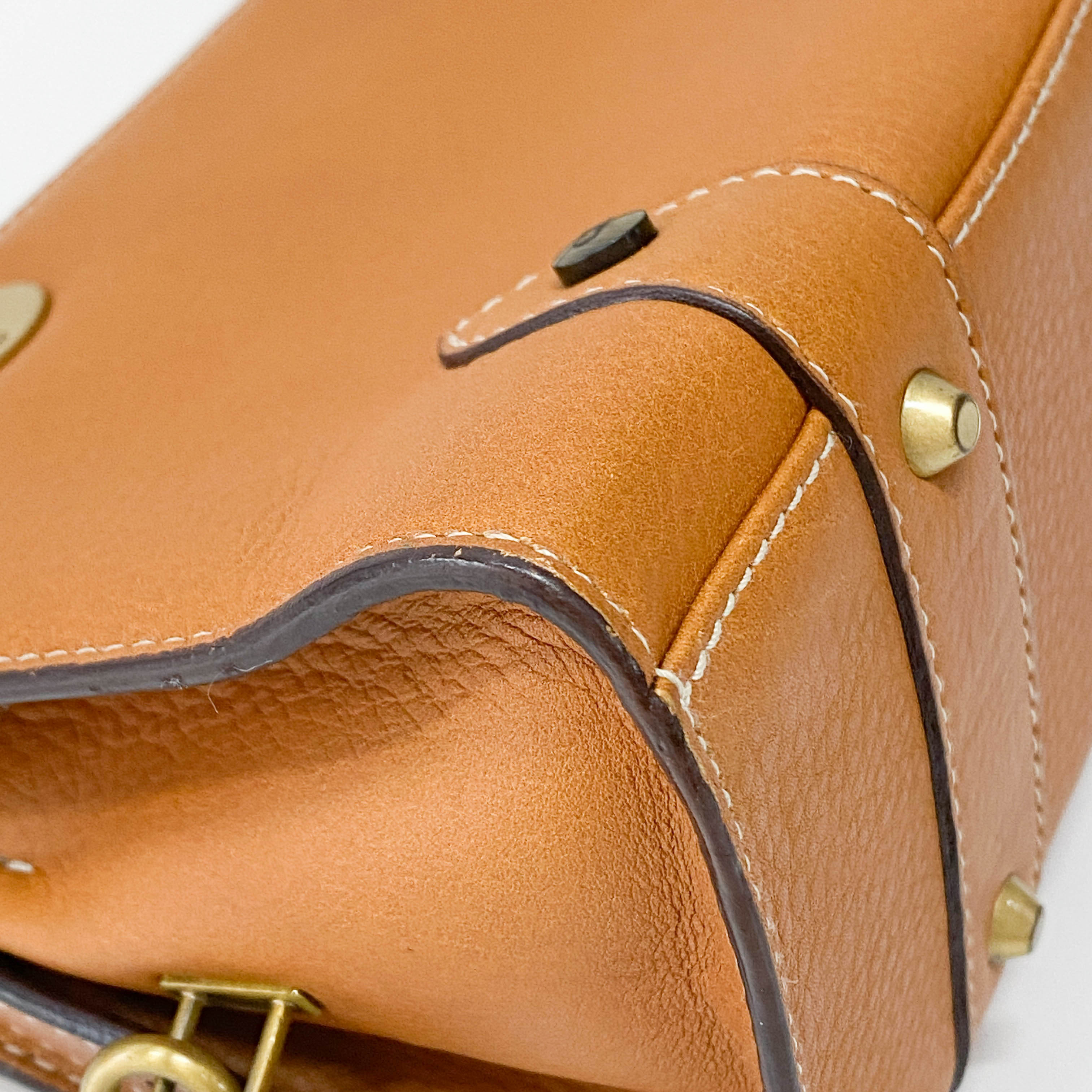 Brown Leather Charm Shoulder Bag