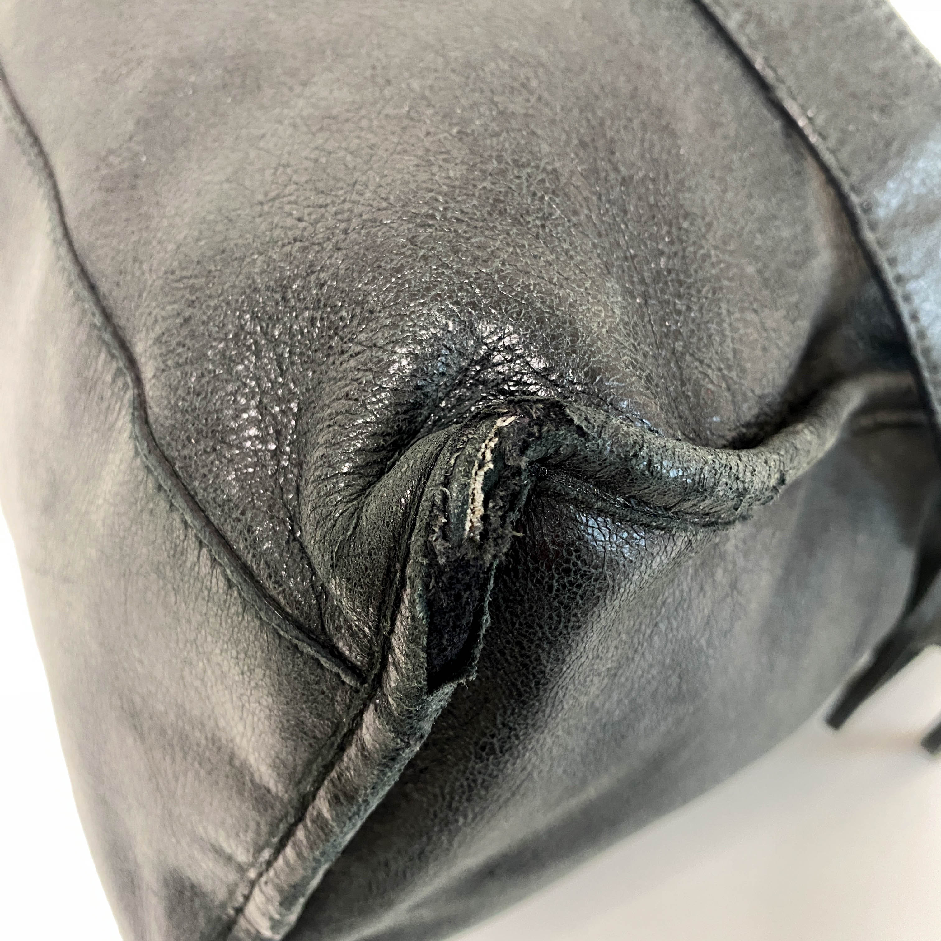 City Black Leather Top Handle Bag