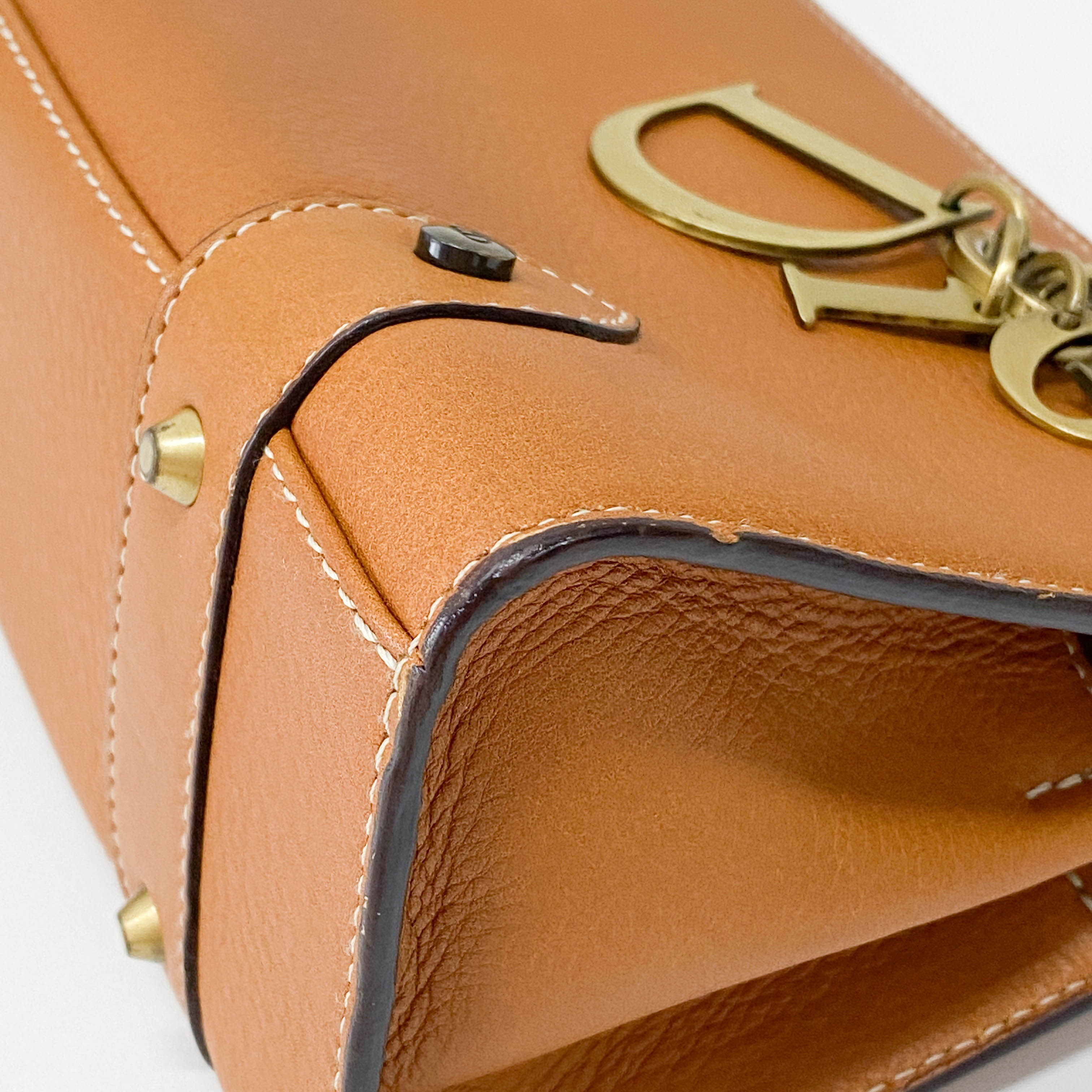 Brown Leather Charm Shoulder Bag