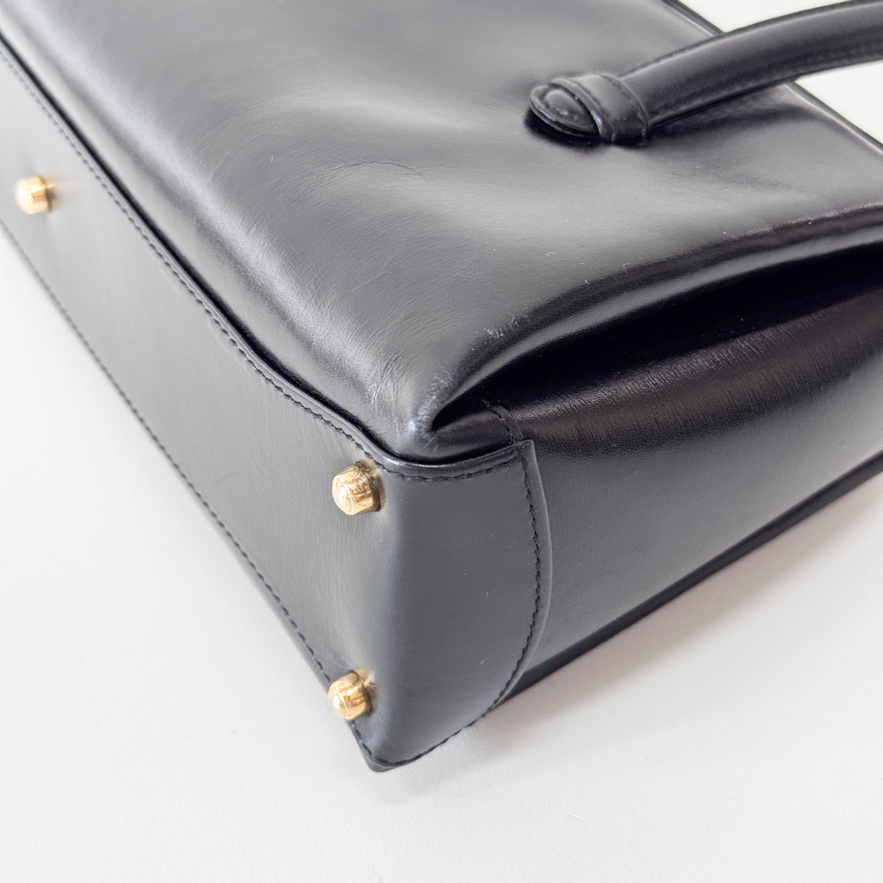 Black Leather Handle Bag