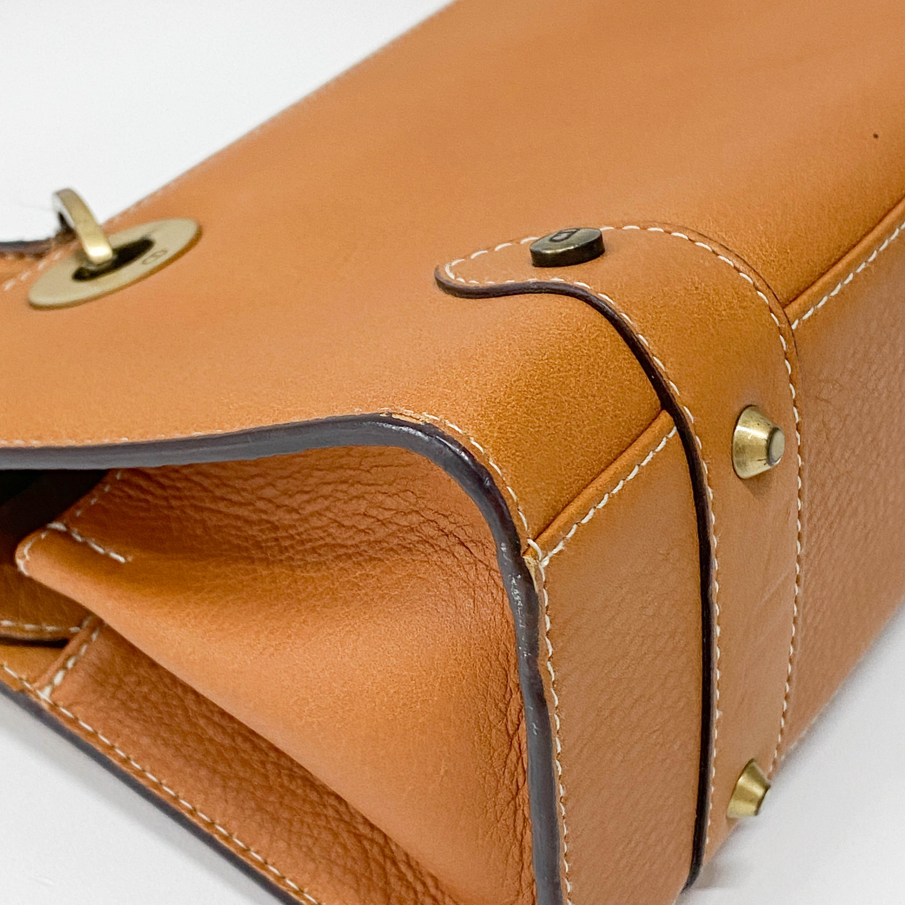 Brown Leather Charm Shoulder Bag