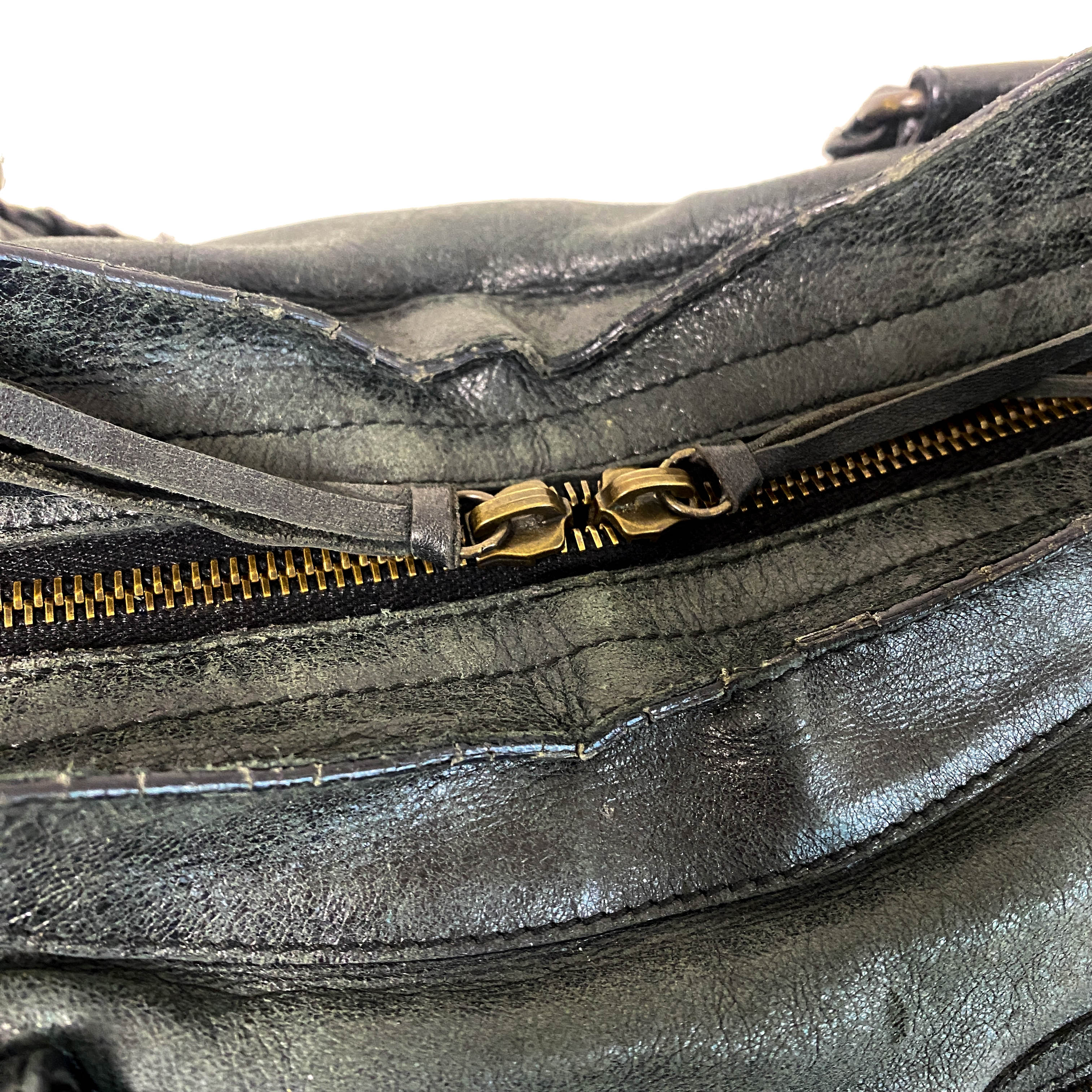 City Black Leather Top Handle Bag