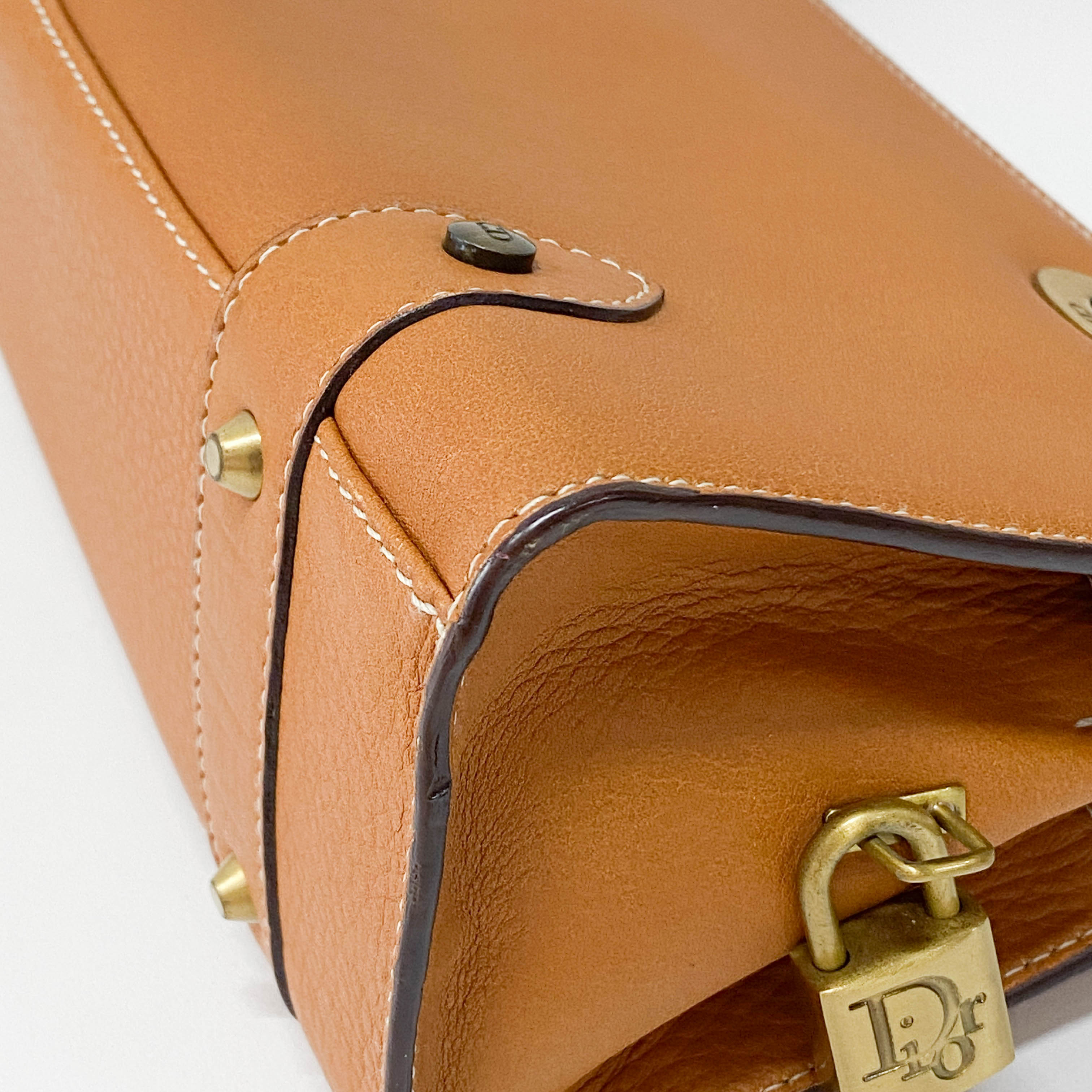 Brown Leather Charm Shoulder Bag