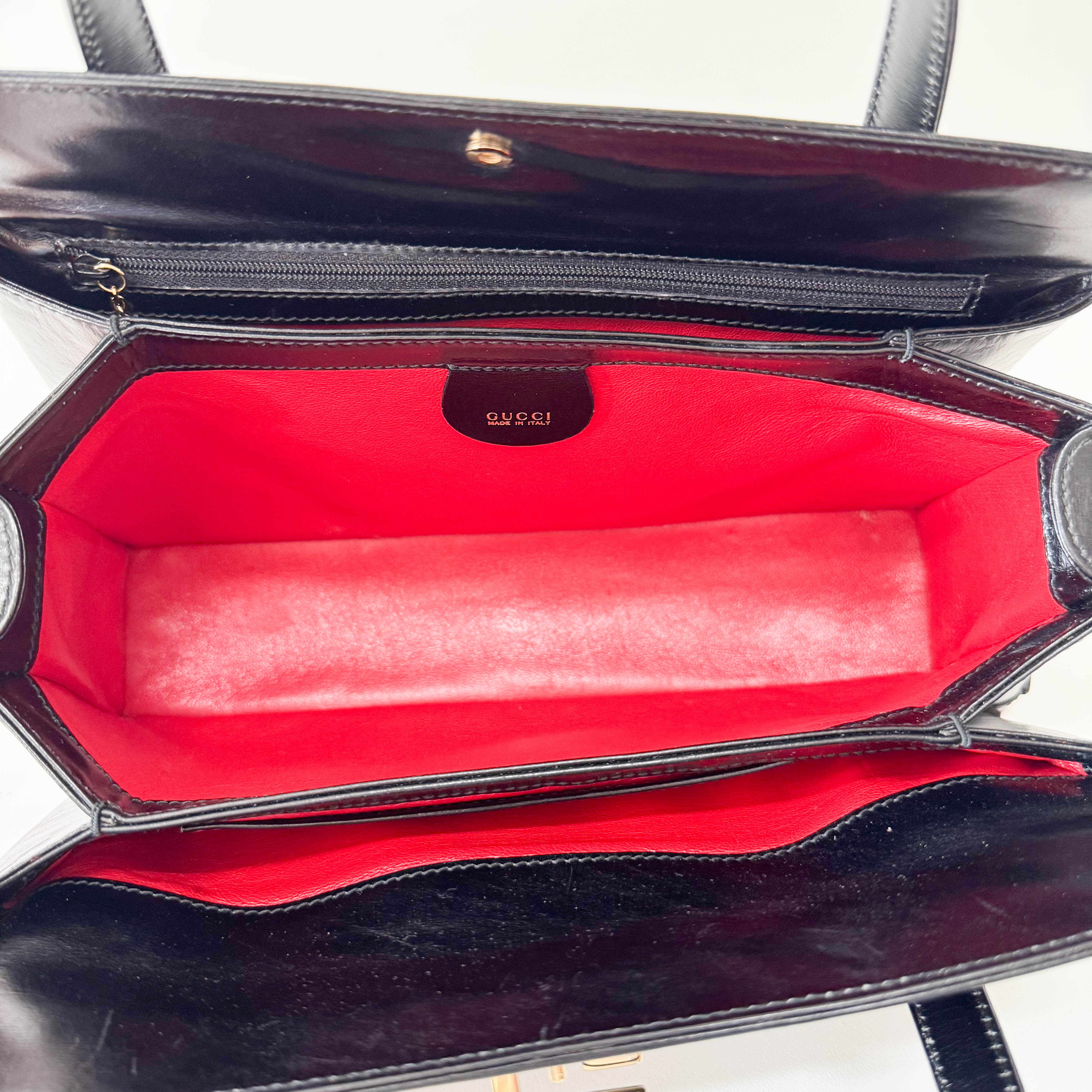 Black Leather Handle Bag