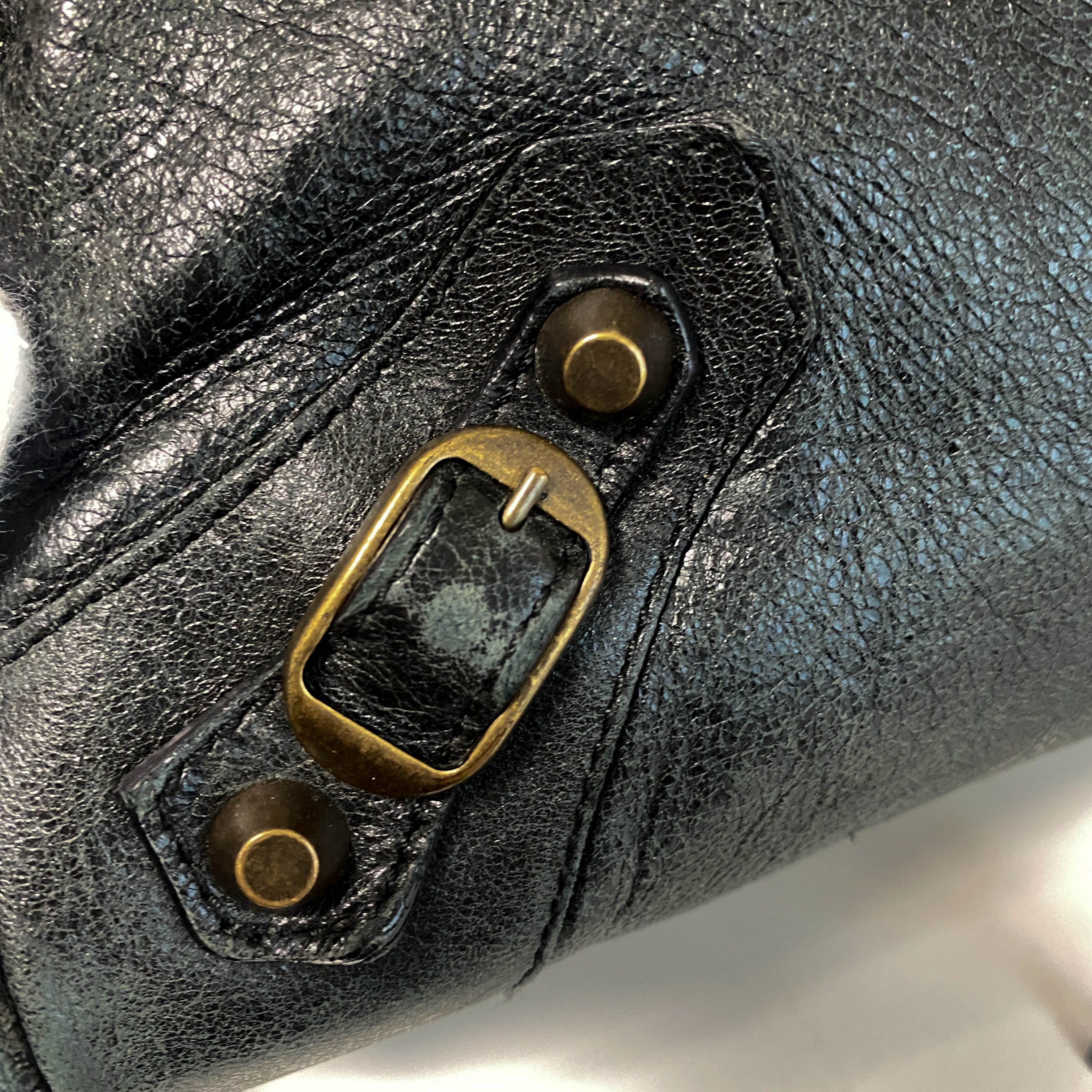 City Black Leather Top Handle Bag