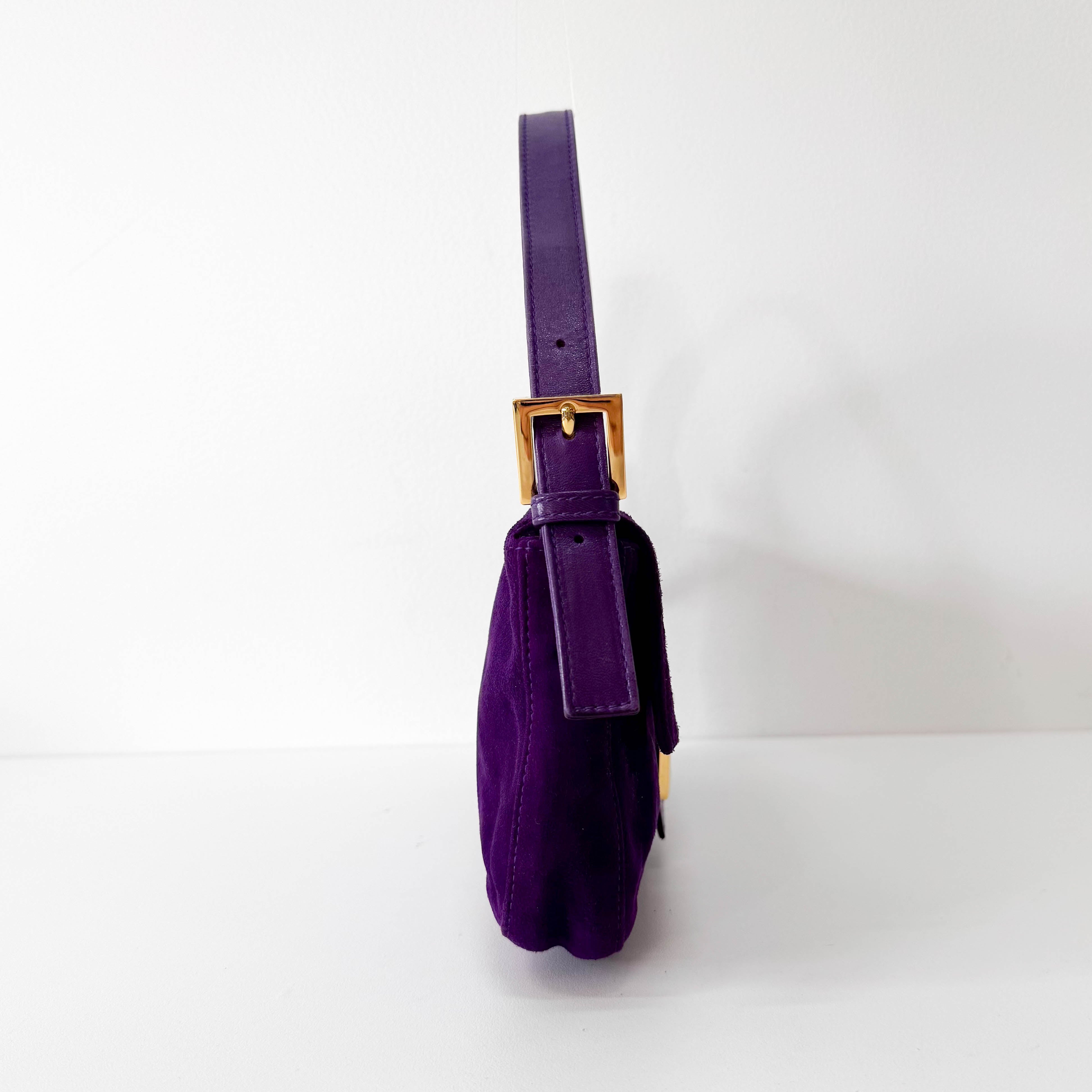 Baguette Purple Suede with Sparkling Gold Buckle Bag
