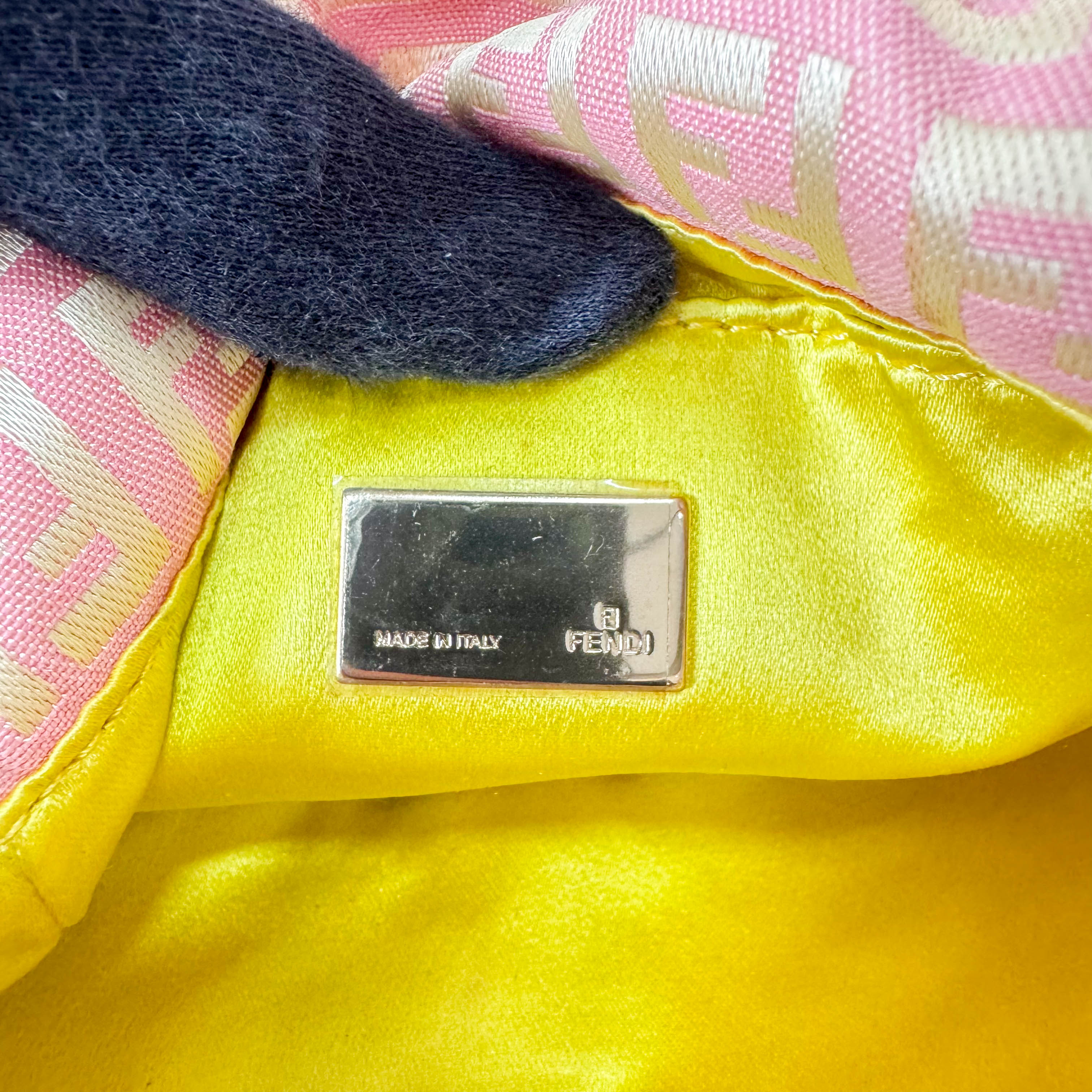 Baguette Mini Pink Beaded Canvas Shoulder Bag