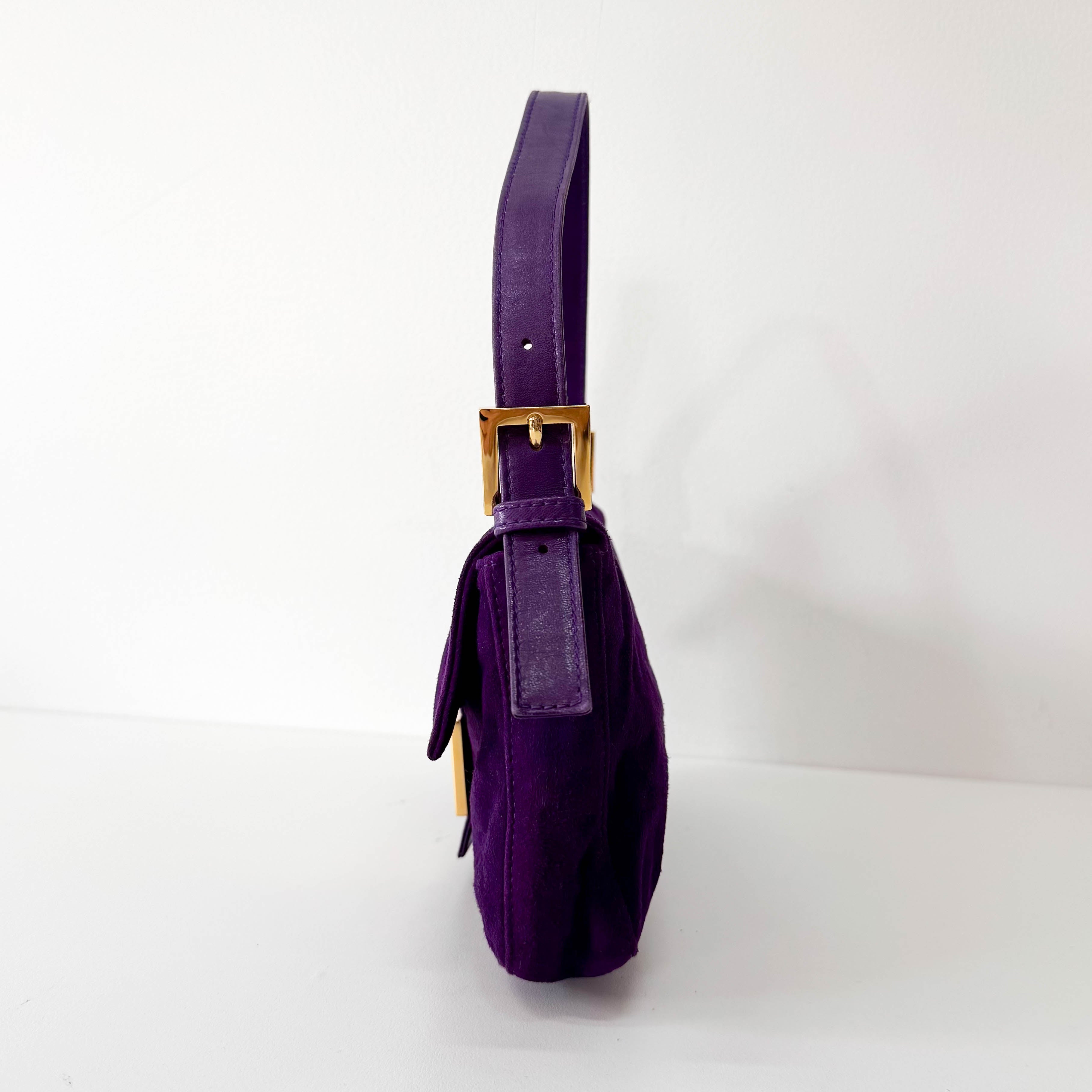 Baguette Purple Suede with Sparkling Gold Buckle Bag