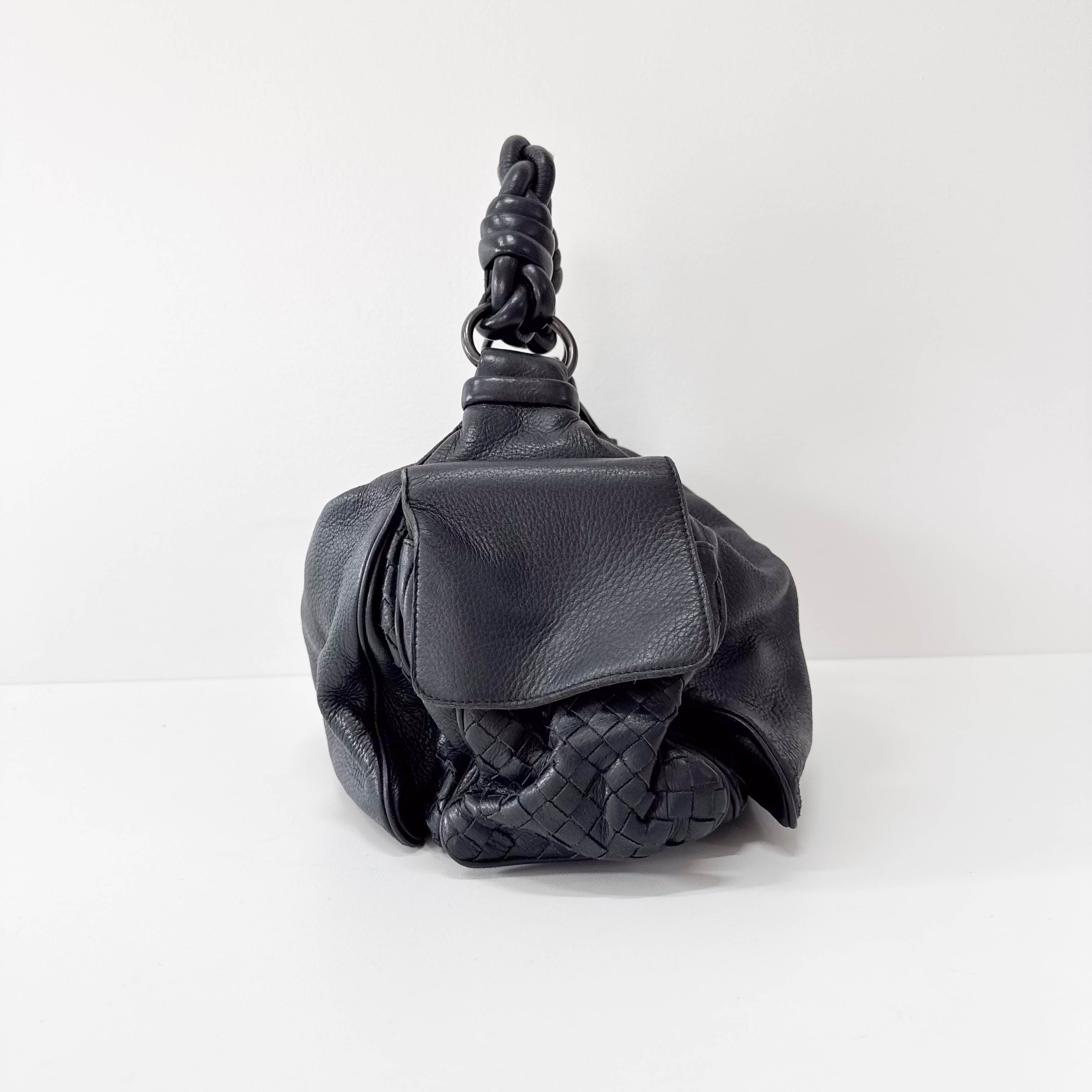 Intrecciato Black Shoulder Bag