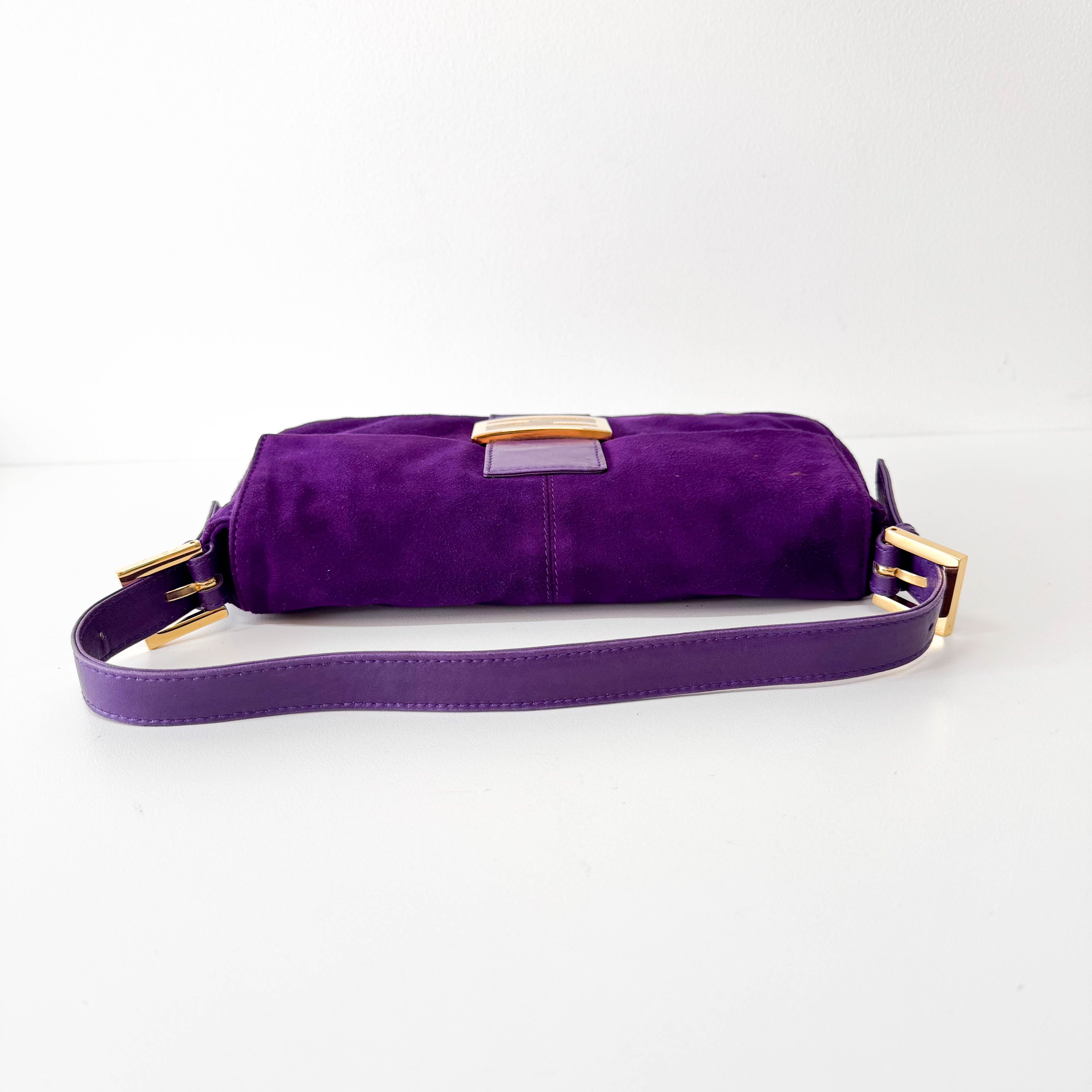 Baguette Purple Suede with Sparkling Gold Buckle Bag