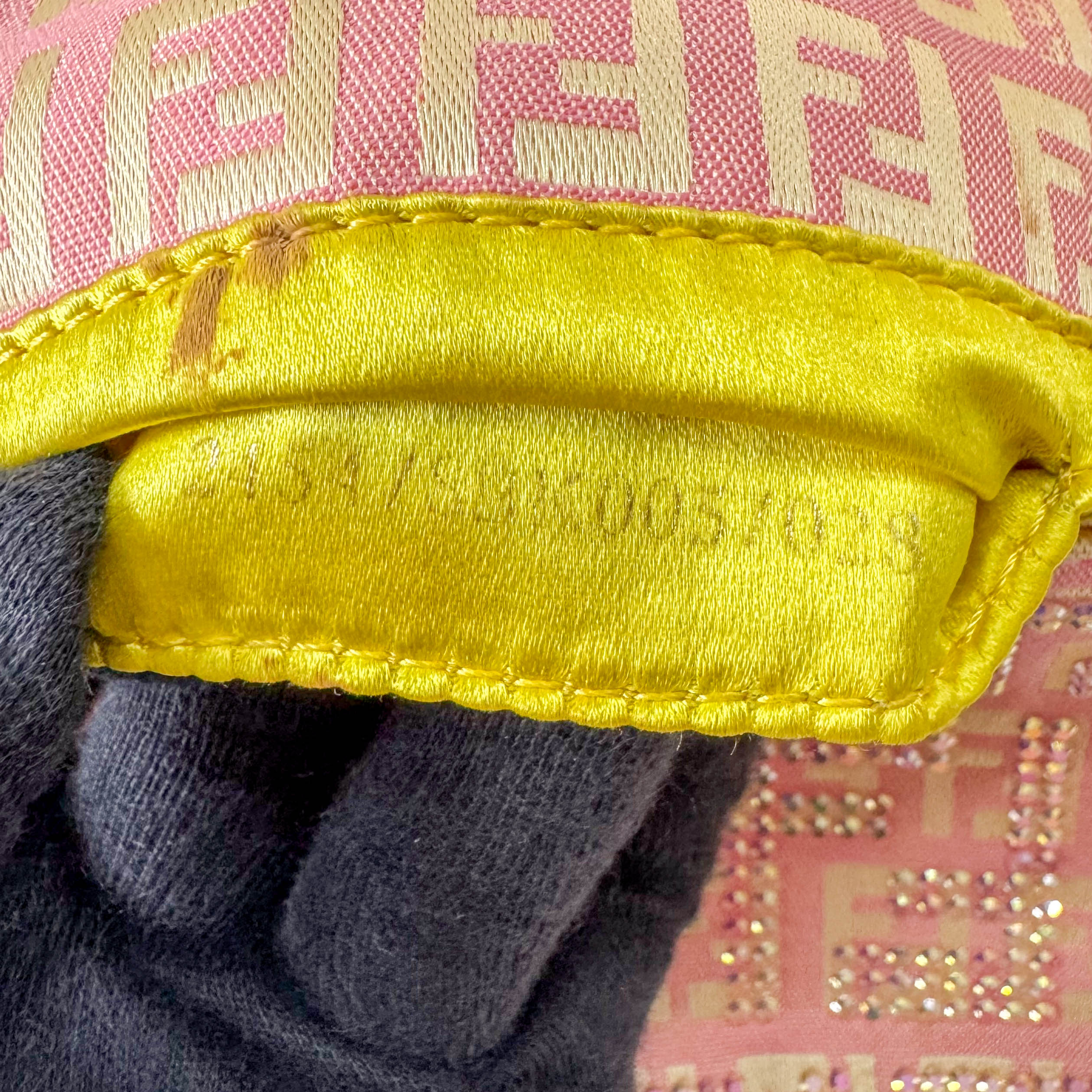 Baguette Mini Pink Beaded Canvas Shoulder Bag