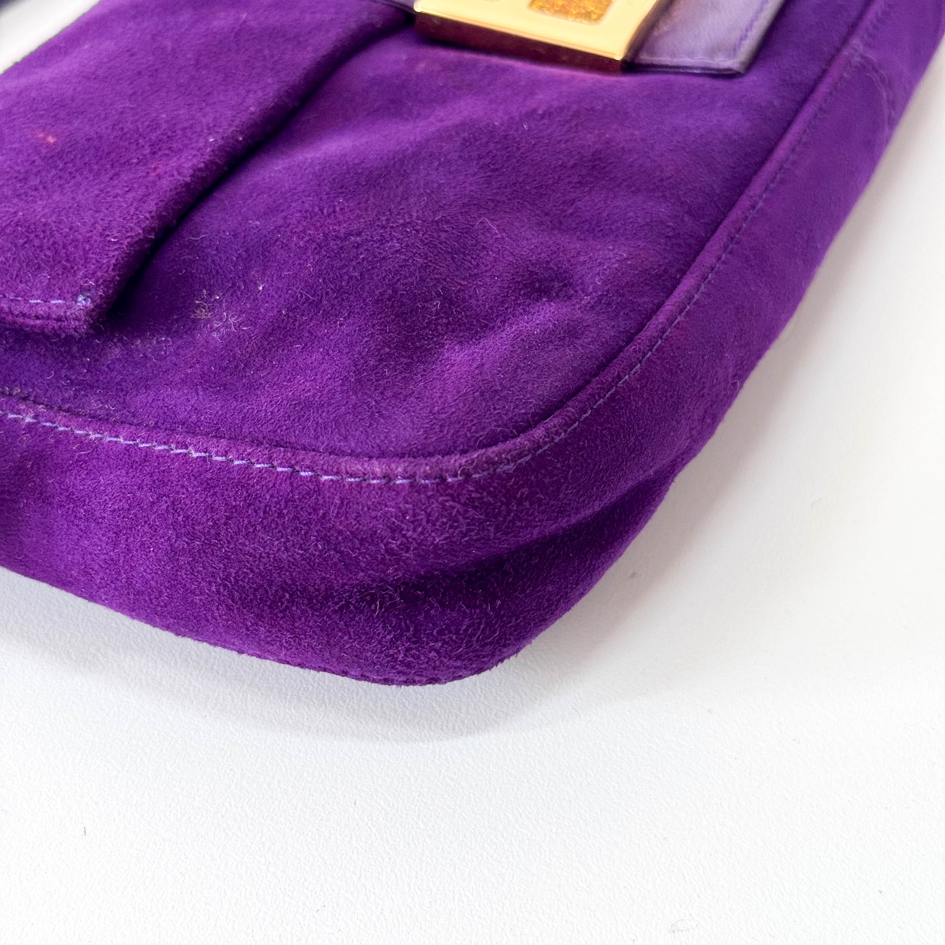 Baguette Purple Suede with Sparkling Gold Buckle Bag
