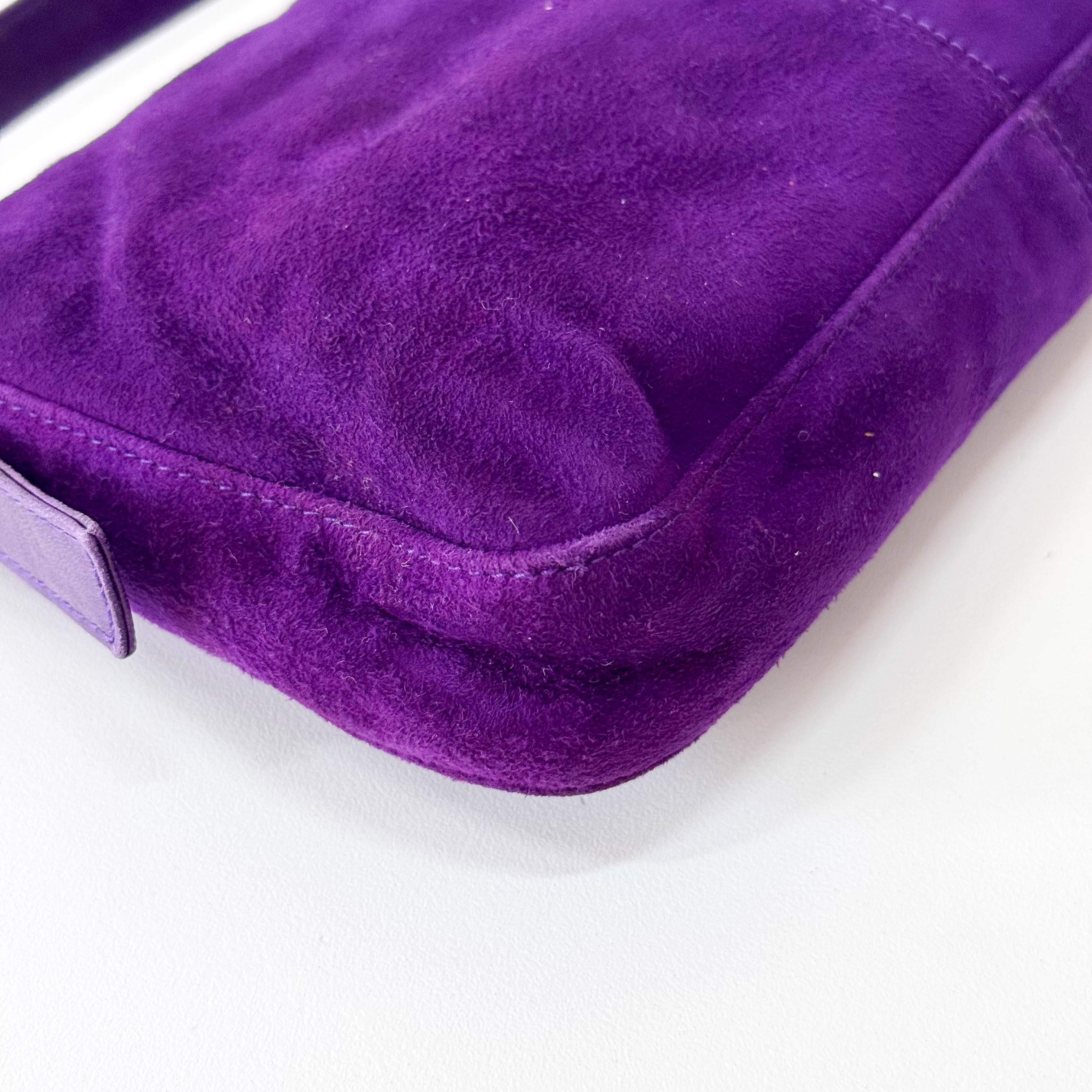 Baguette Purple Suede with Sparkling Gold Buckle Bag