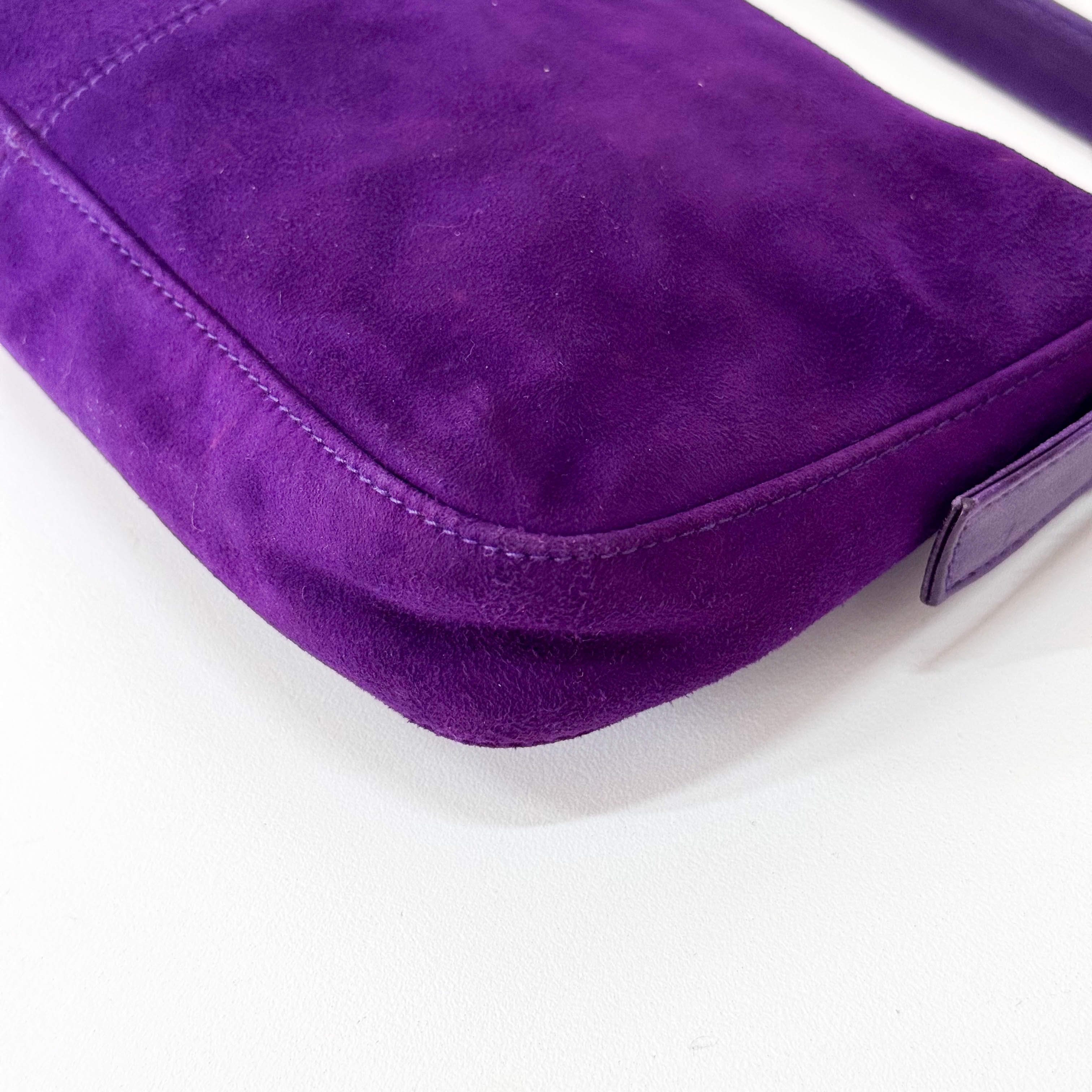 Baguette Purple Suede with Sparkling Gold Buckle Bag