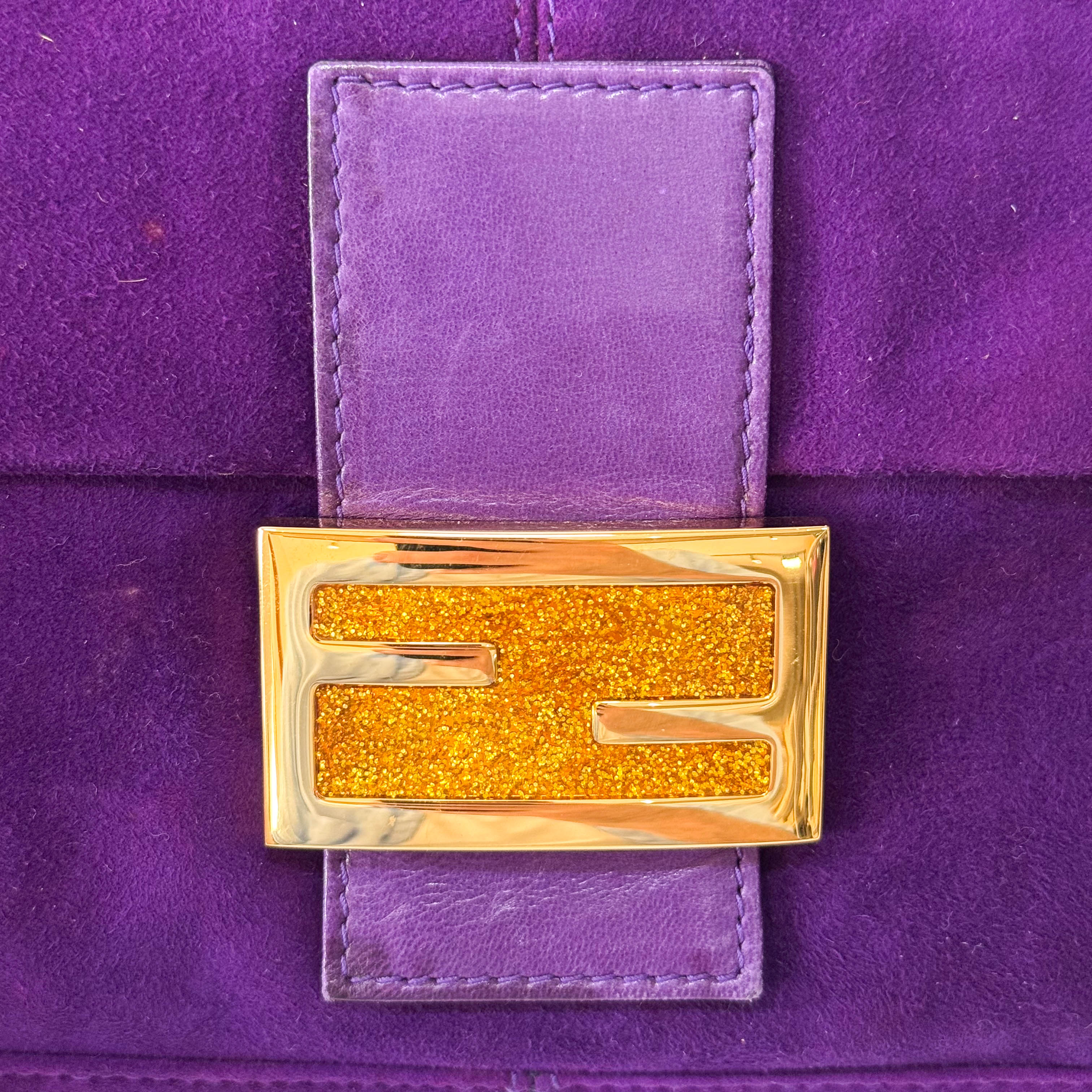 Baguette Purple Suede with Sparkling Gold Buckle Bag