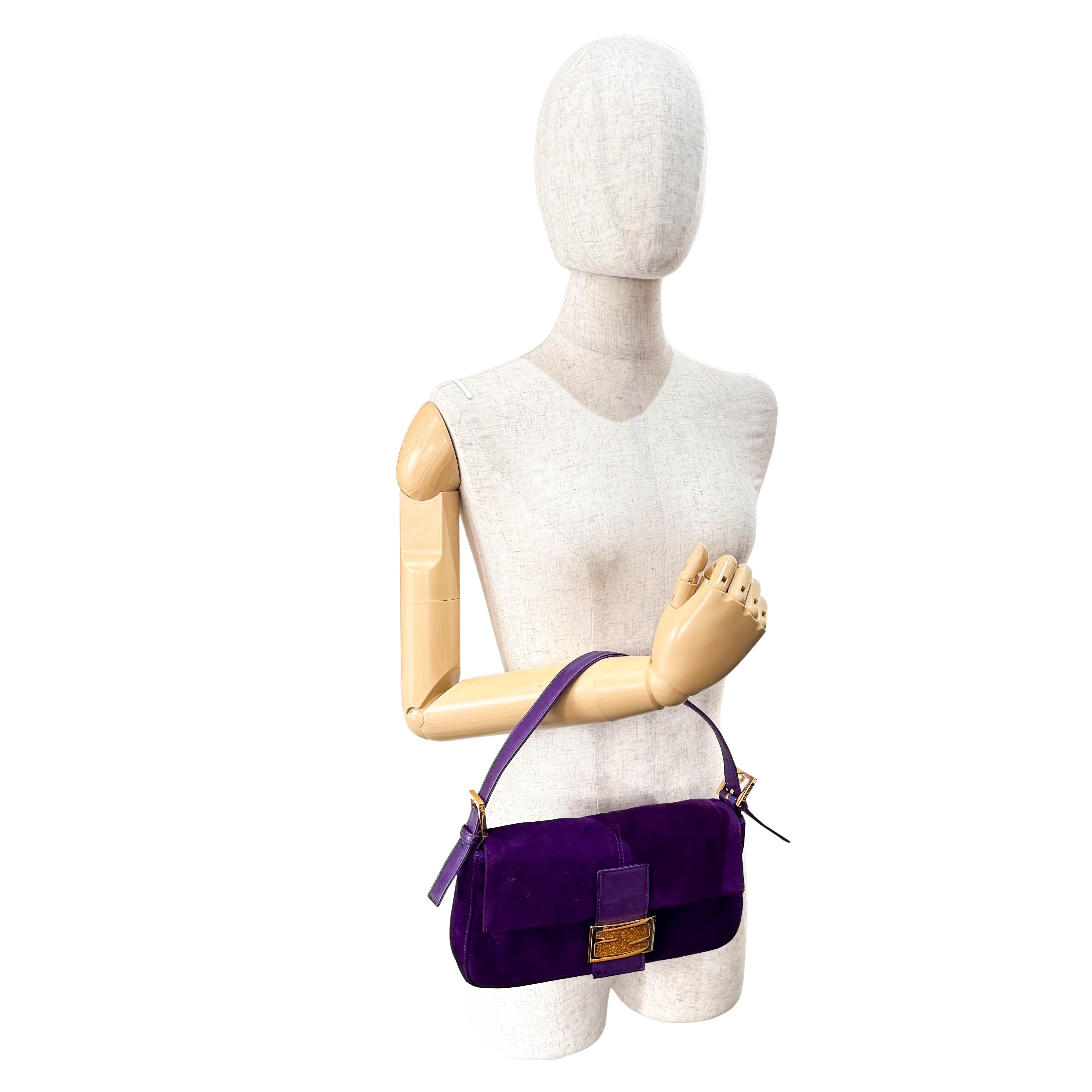 Baguette Purple Suede with Sparkling Gold Buckle Bag