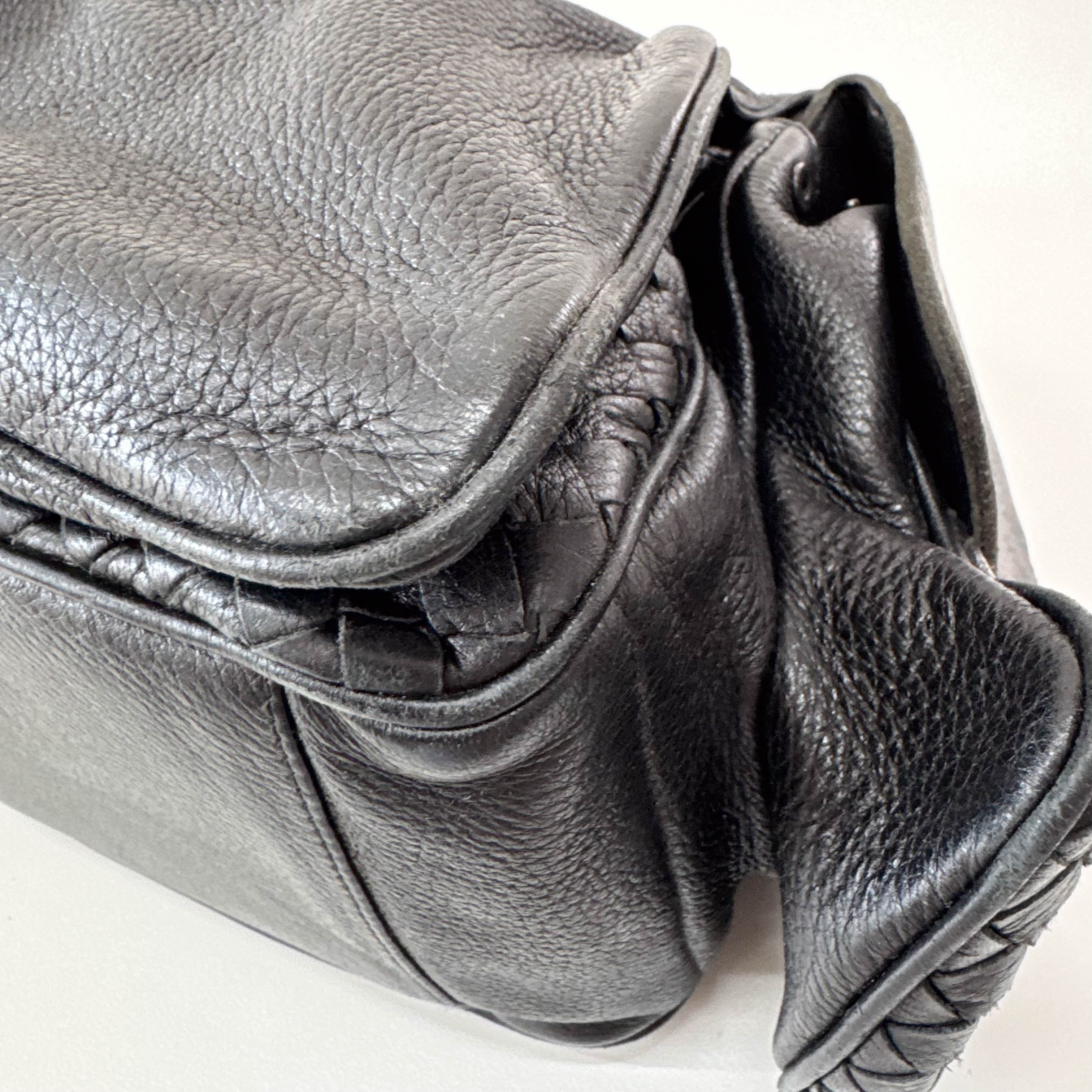 Intrecciato Black Shoulder Bag