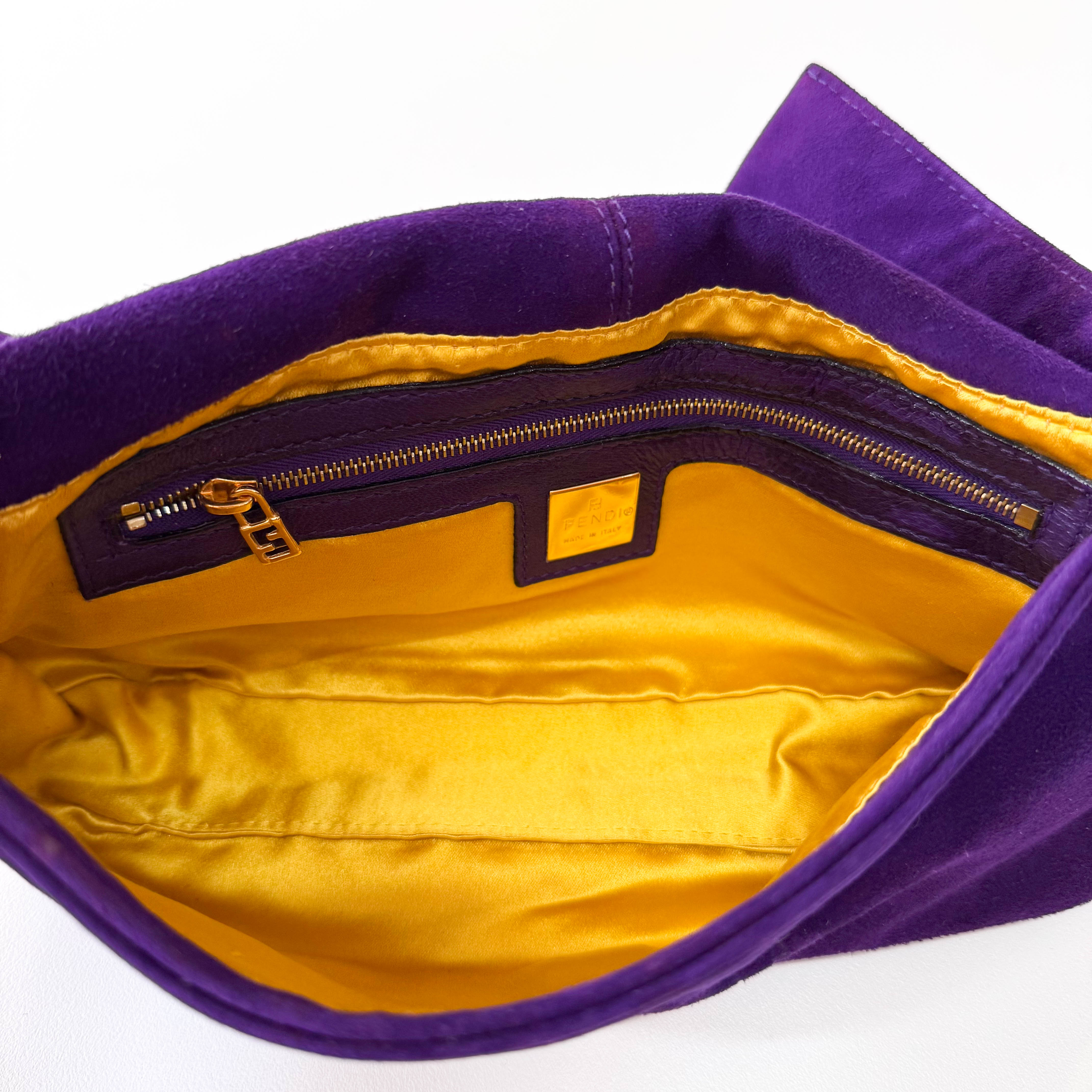 Baguette Purple Suede with Sparkling Gold Buckle Bag
