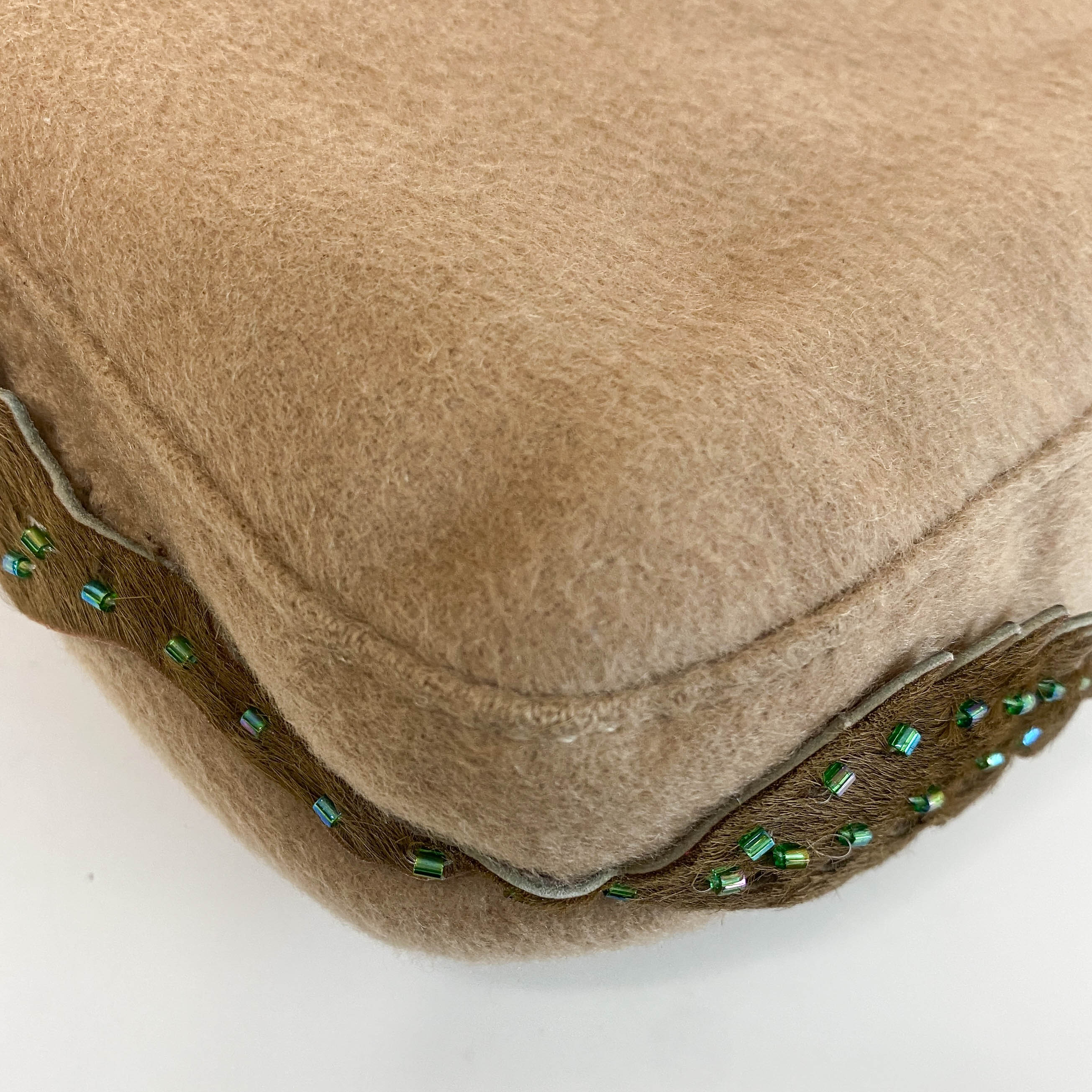 Baguette Brown Cashmere Flower Embroidered with Beads Shoulder Bag