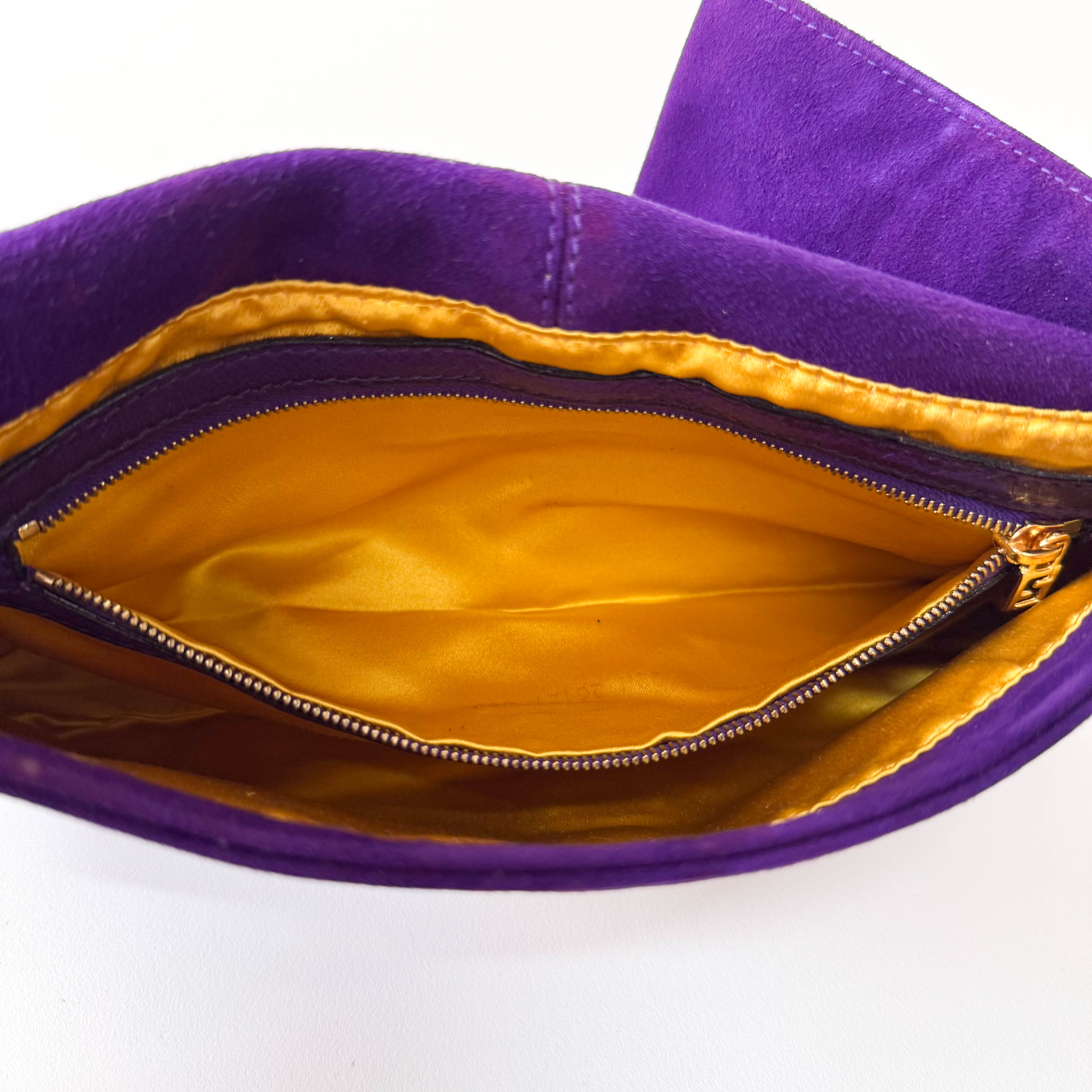 Baguette Purple Suede with Sparkling Gold Buckle Bag