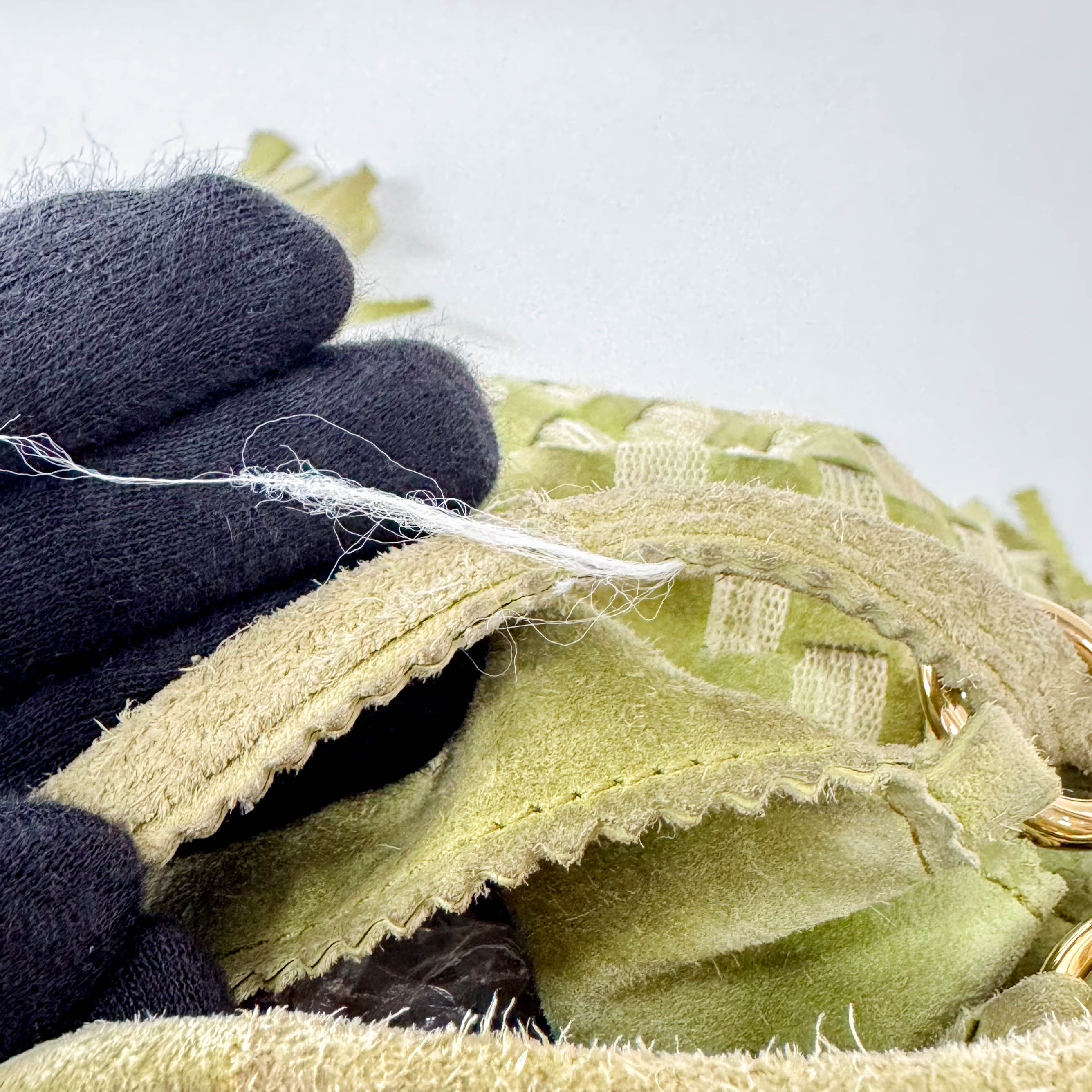 Green Suede Fringed Shoulder Bag