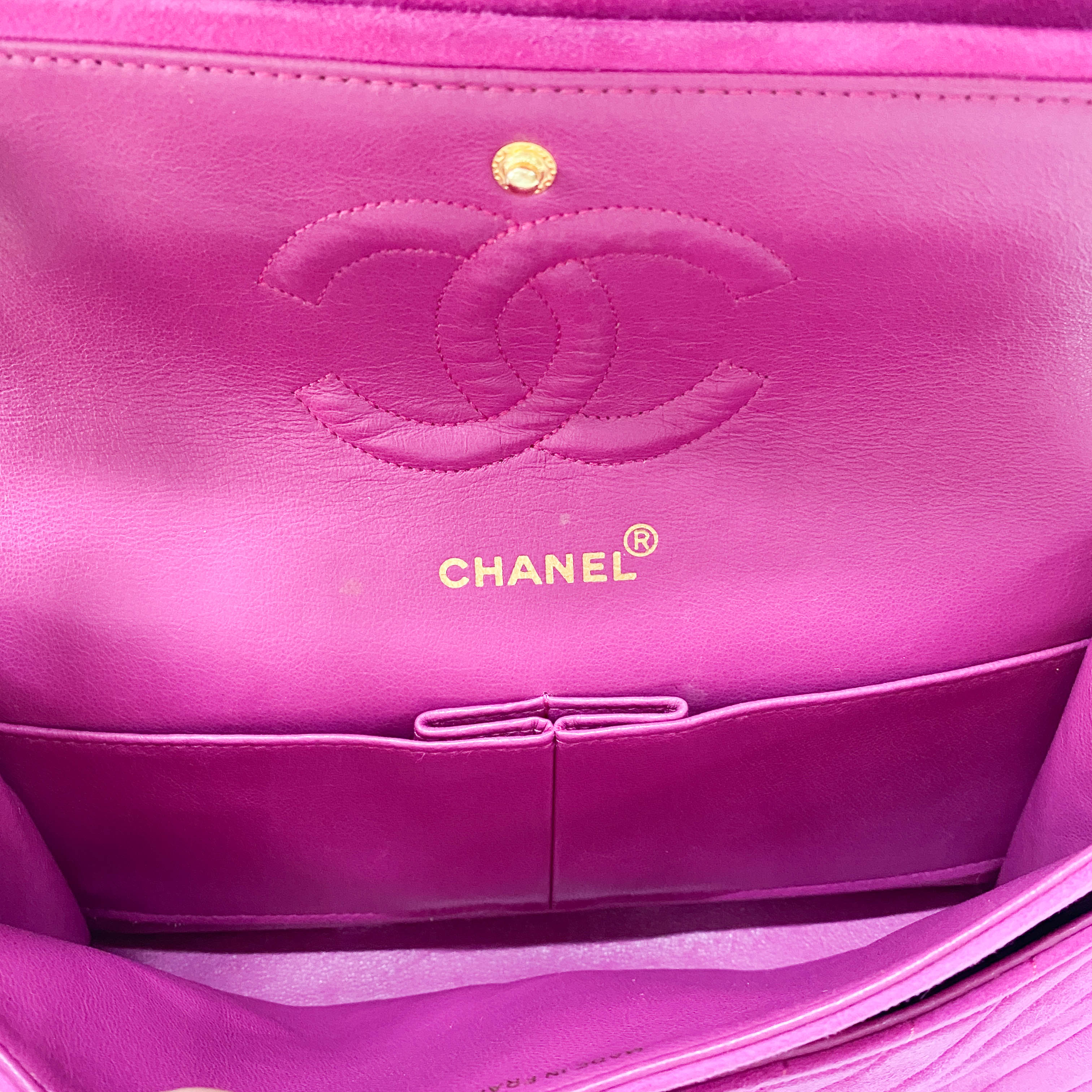 Chevron Double Flap Pink Suede Bag