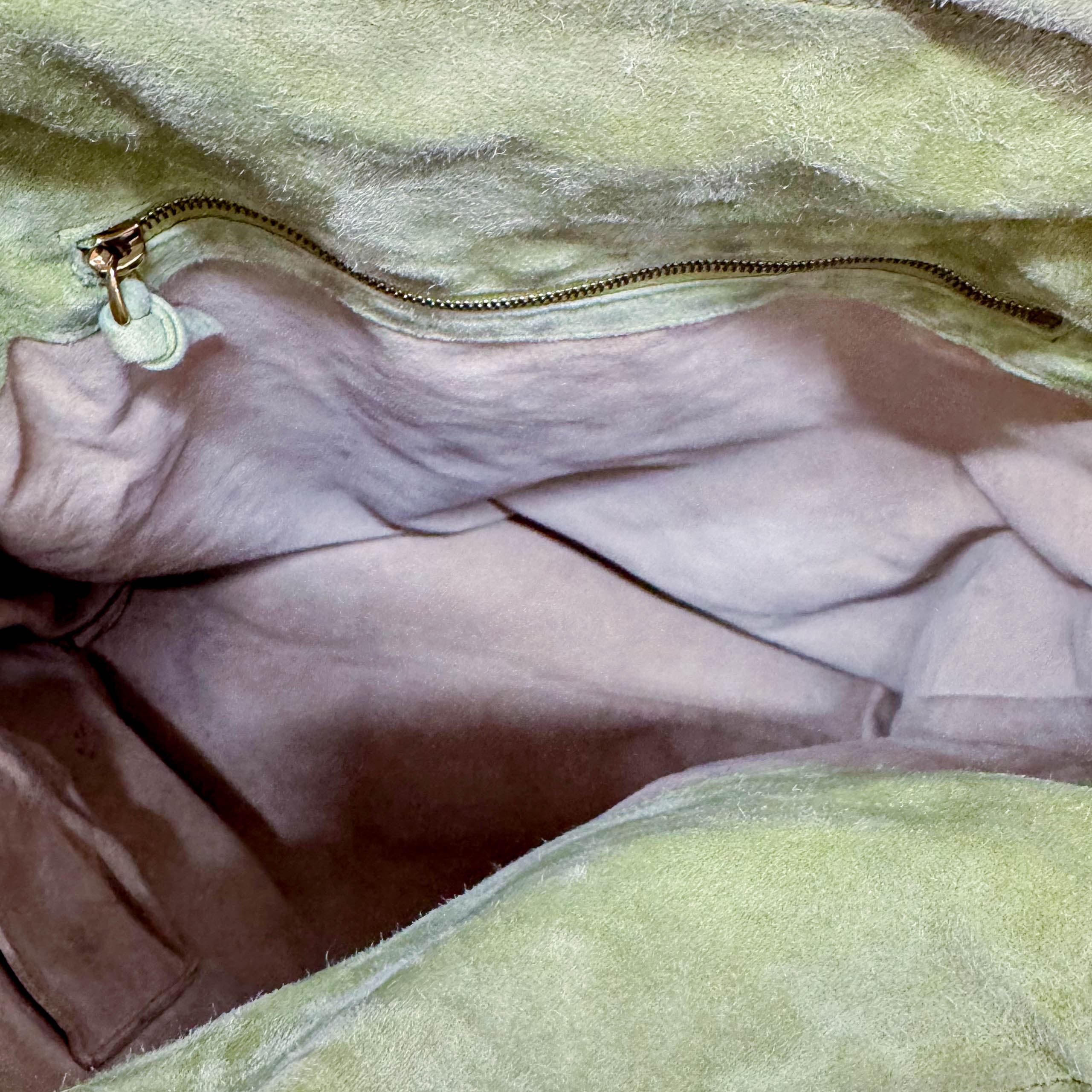 Green Suede Fringed Shoulder Bag