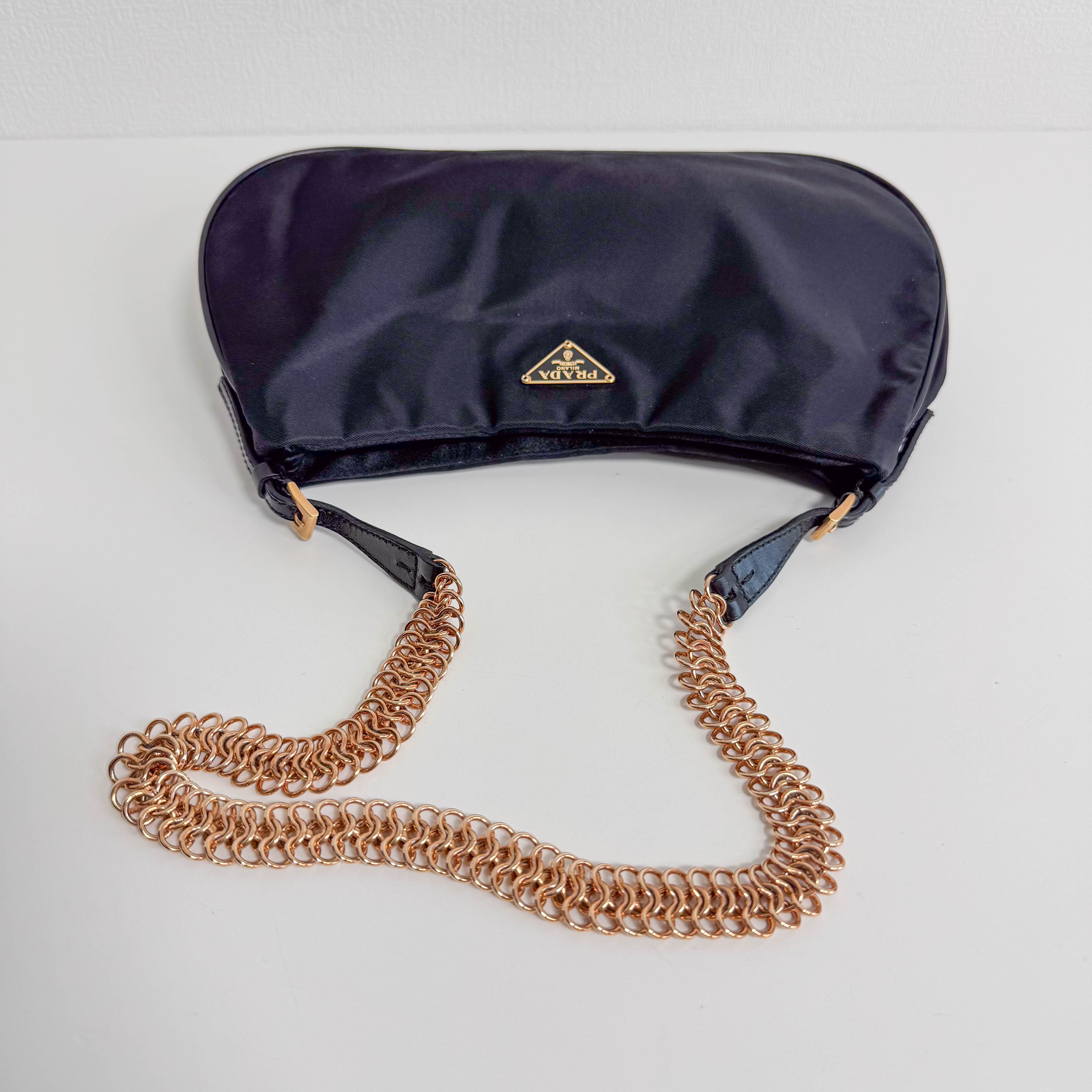Nylon Mini Hobo Chain Shoulder Bag