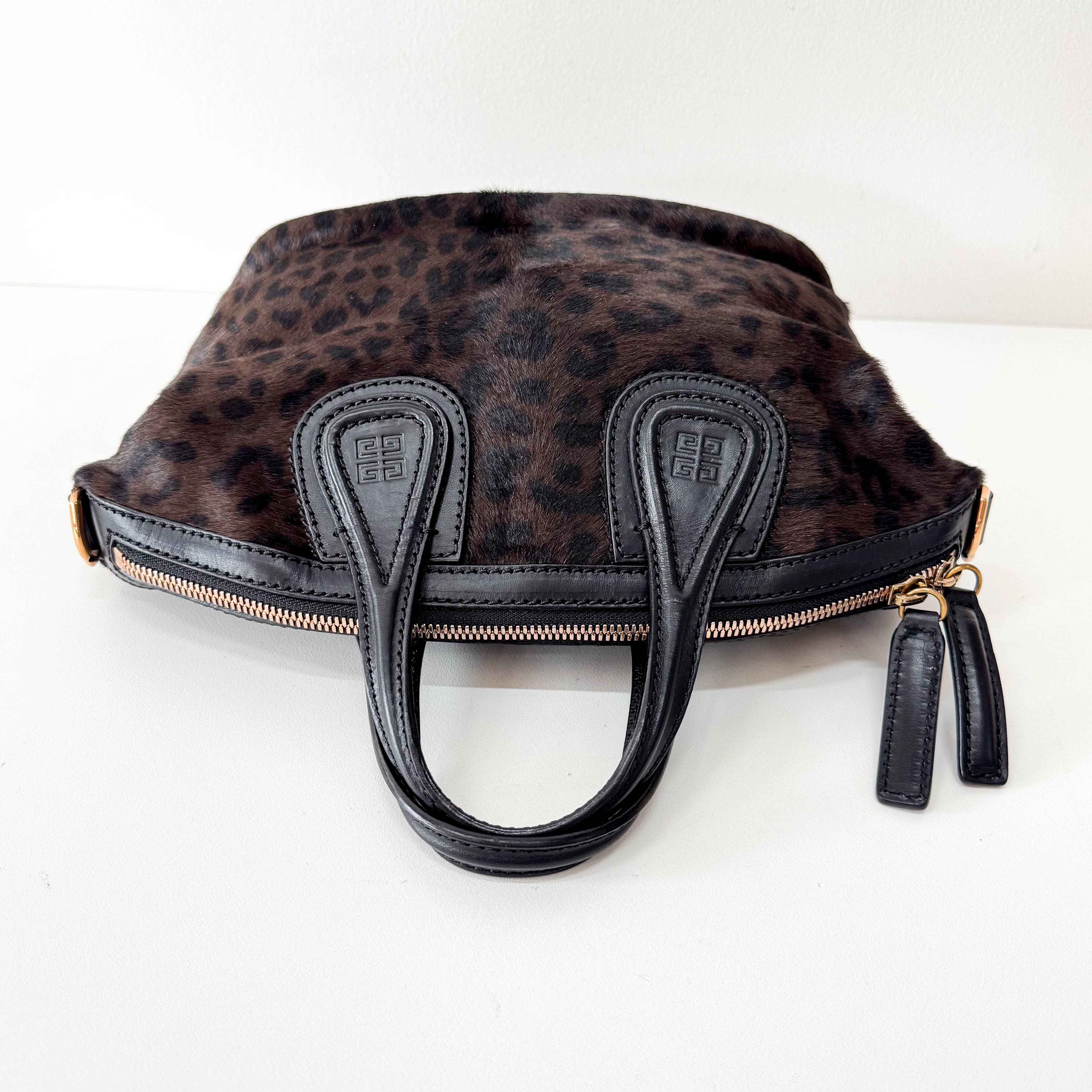 Leopard Print Pony Hair Handle Bag