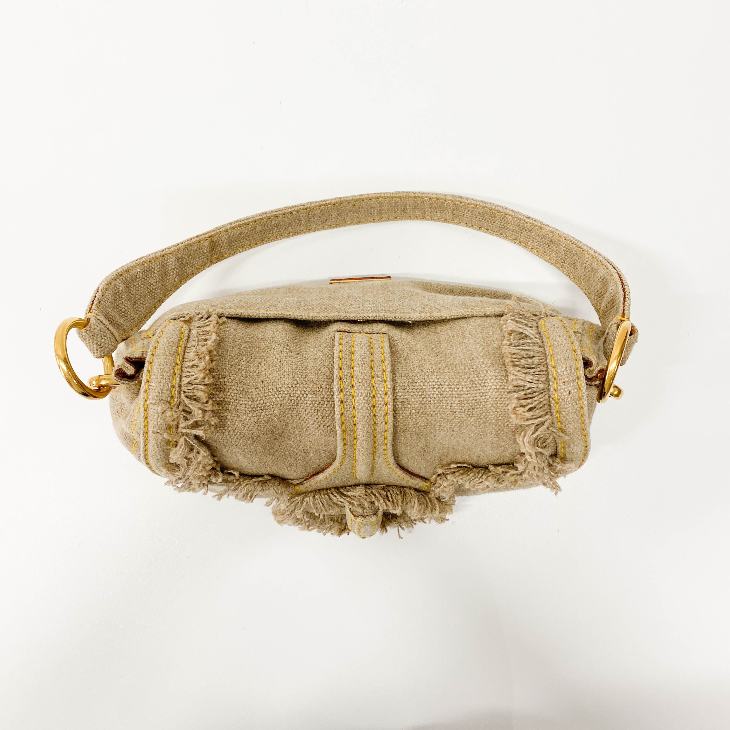 Beige Cotton Shoulder Bag