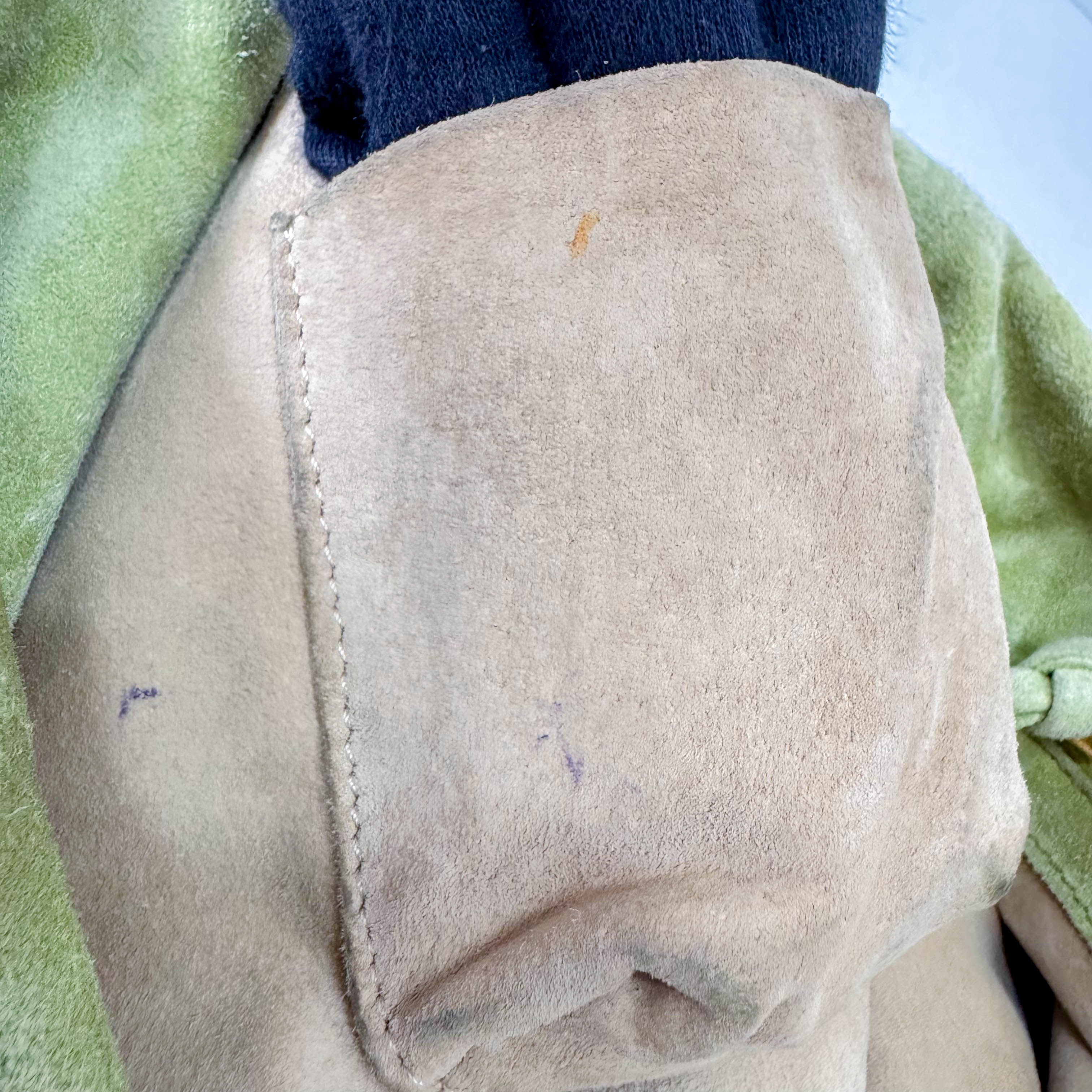 Green Suede Fringed Shoulder Bag