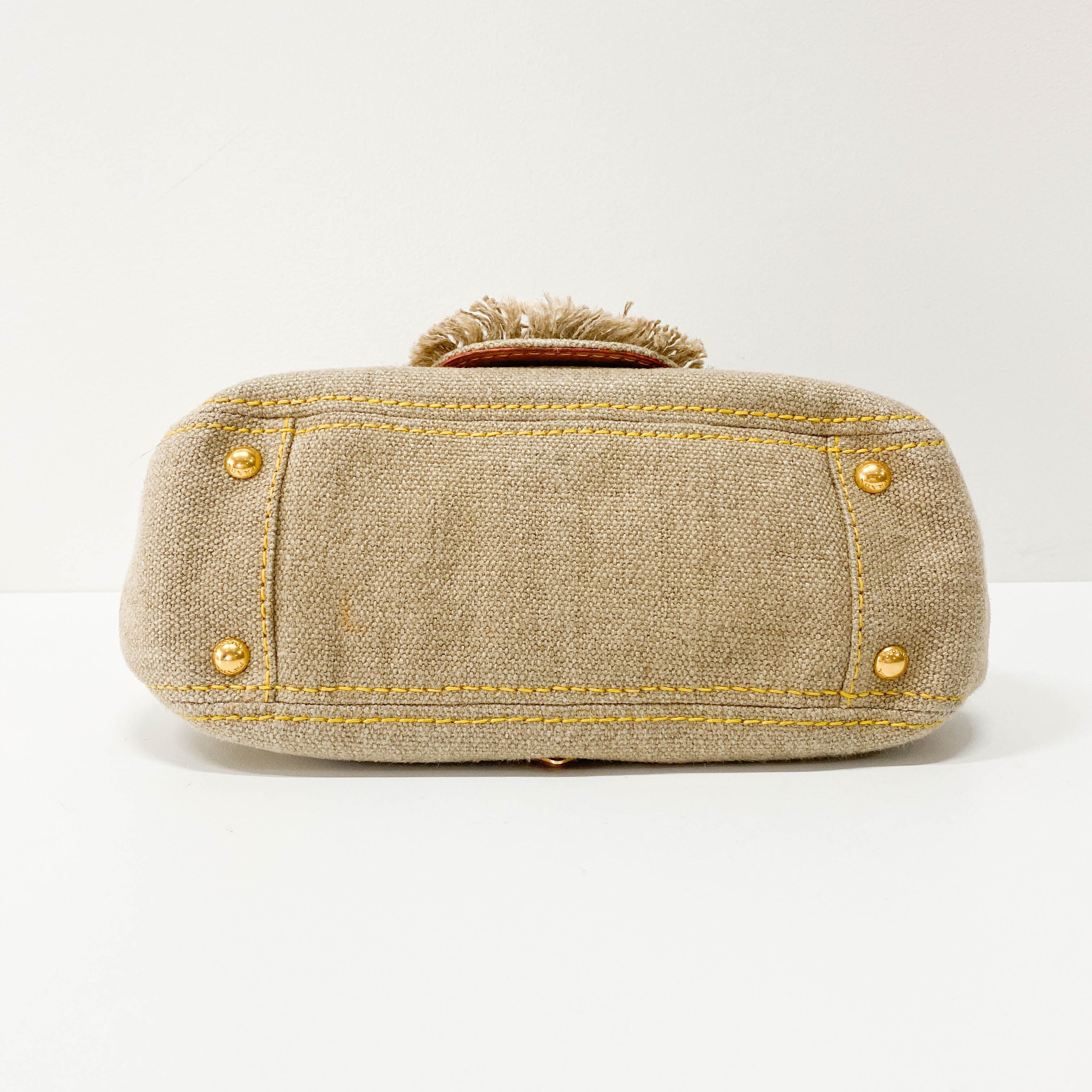 Beige Cotton Shoulder Bag