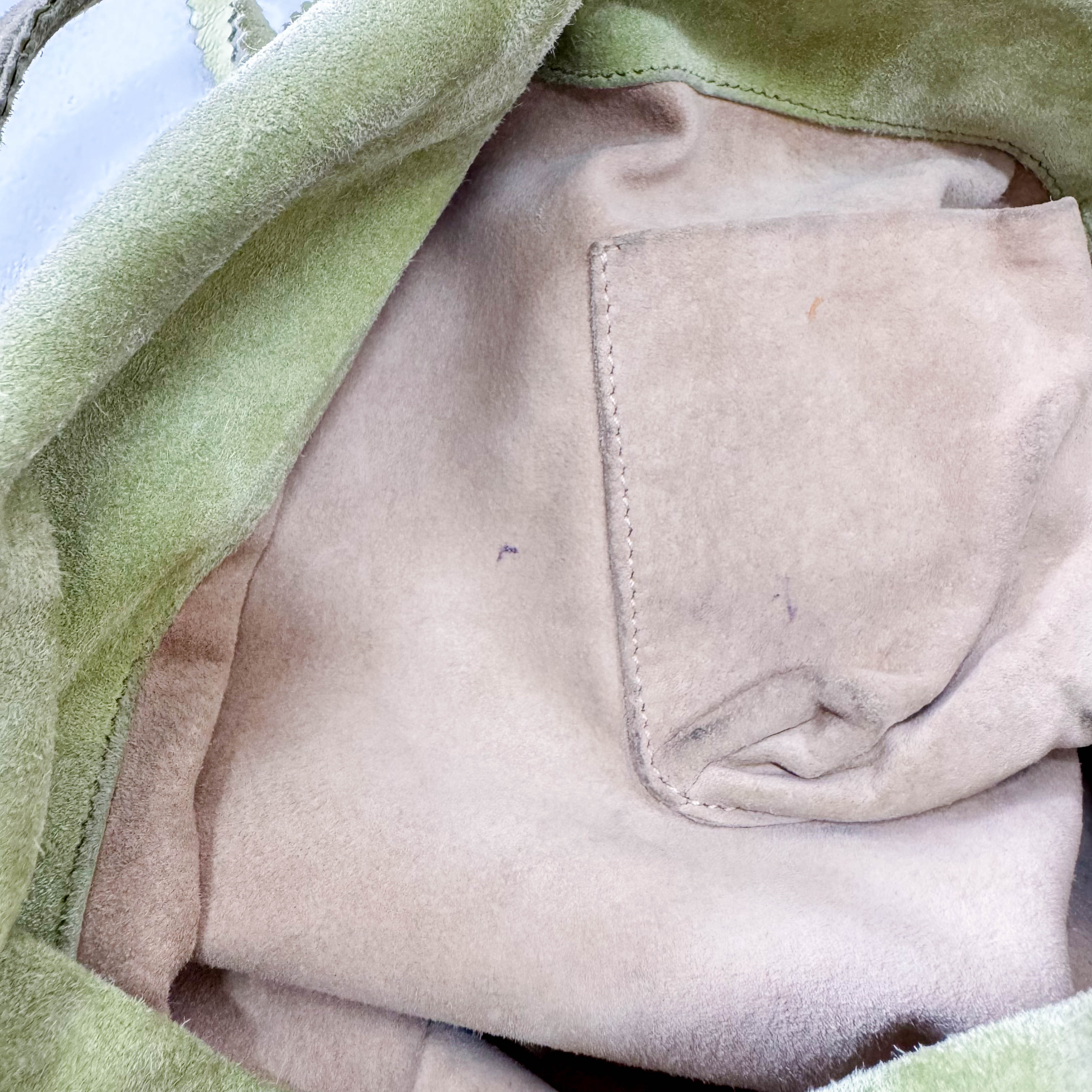 Green Suede Fringed Shoulder Bag