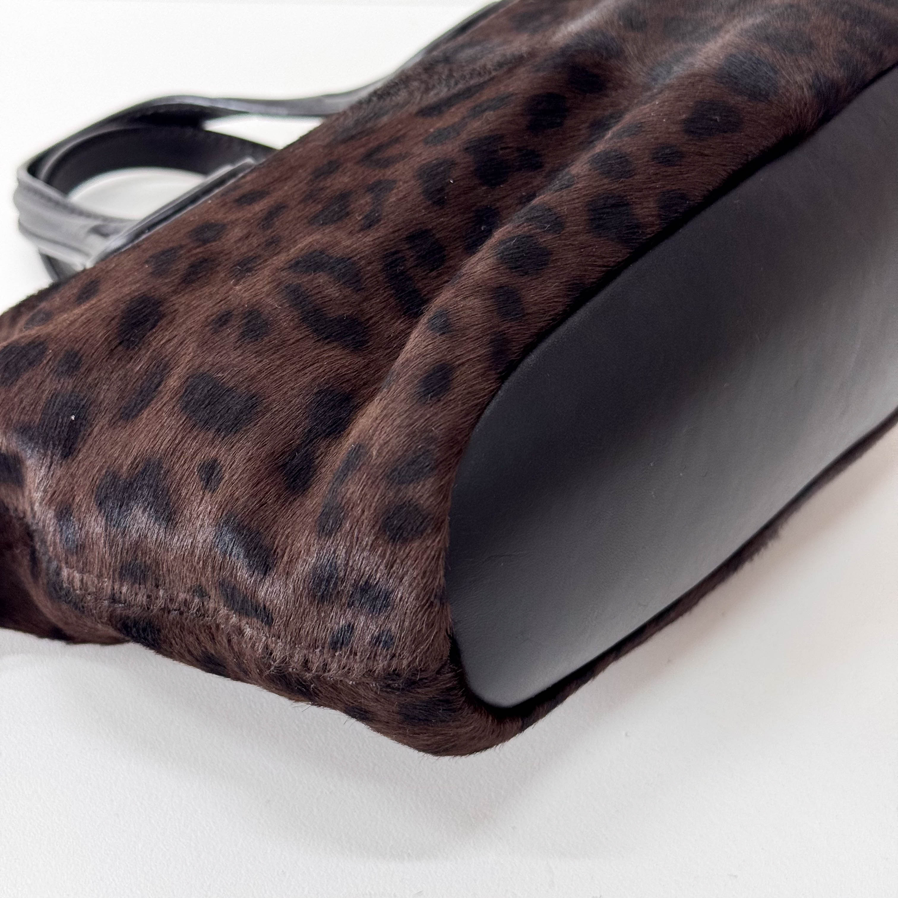 Leopard Print Pony Hair Handle Bag