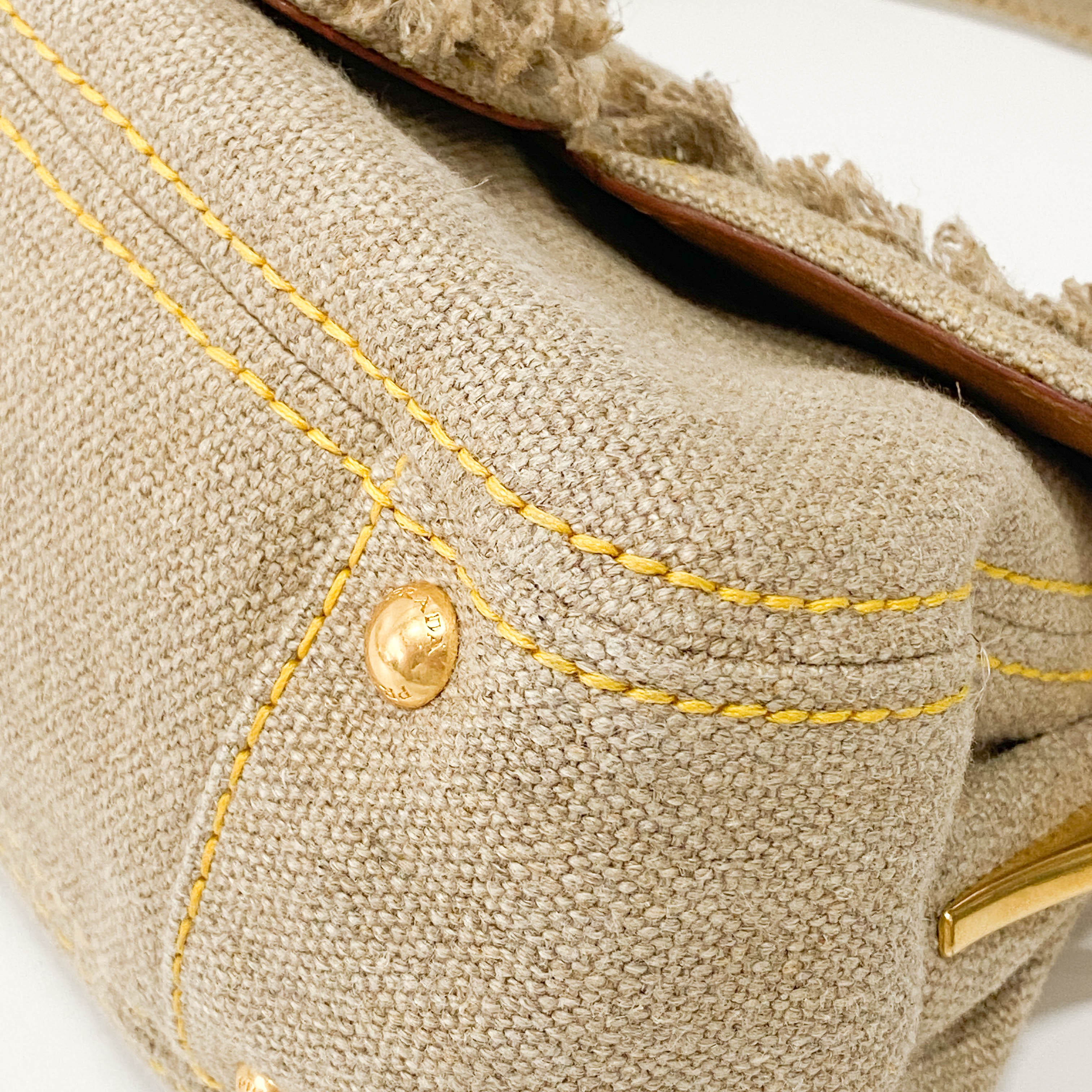 Beige Cotton Shoulder Bag