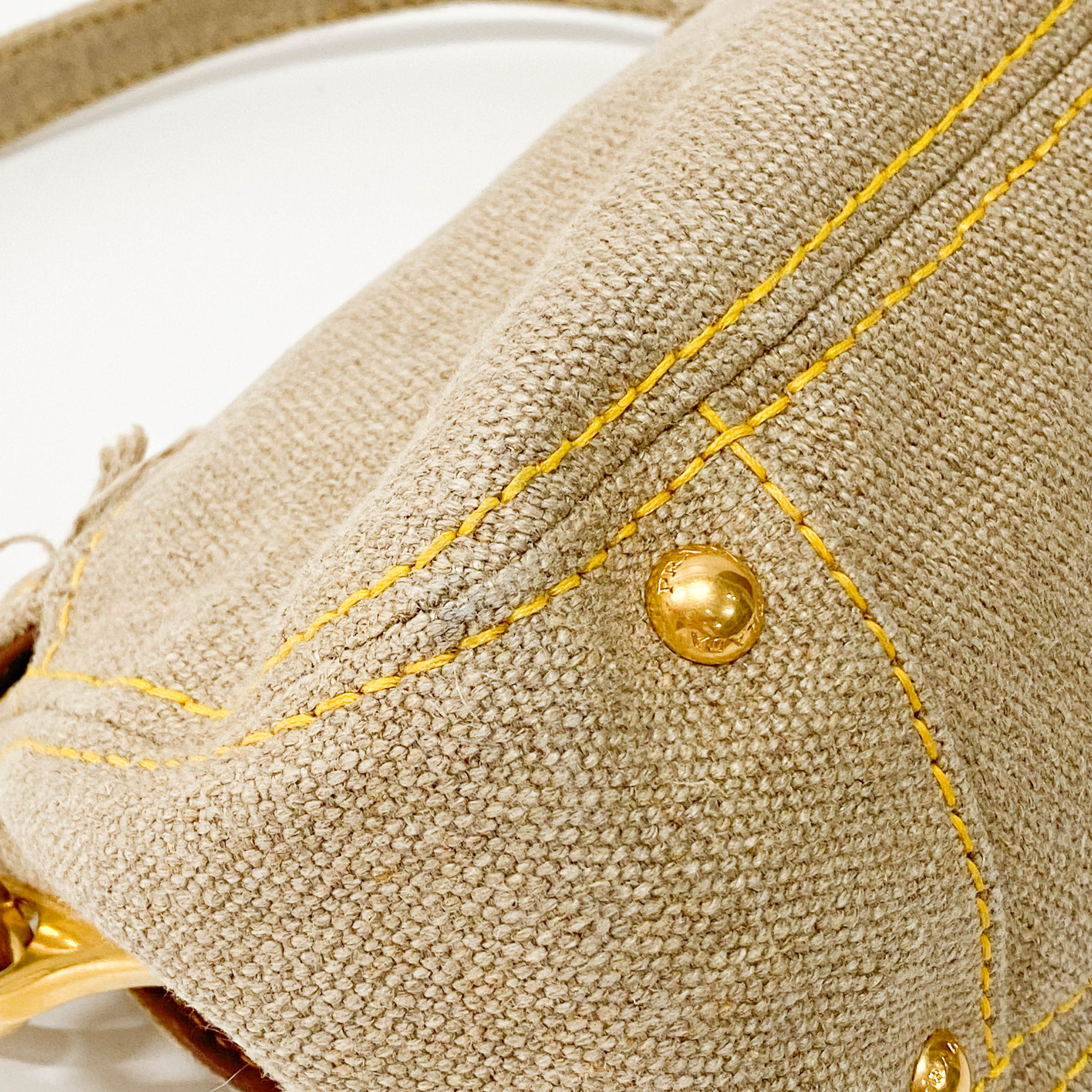 Beige Cotton Shoulder Bag