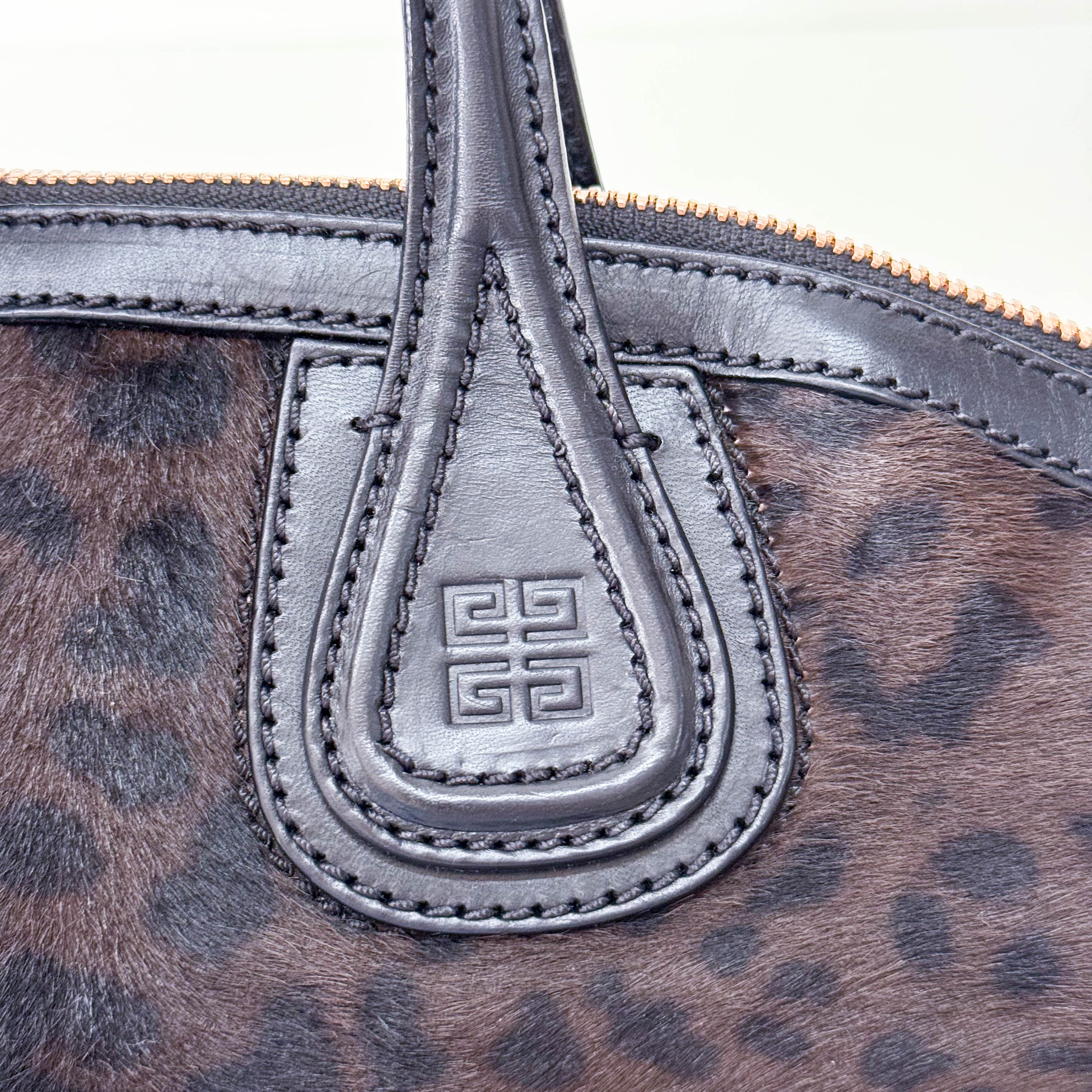 Leopard Print Pony Hair Handle Bag