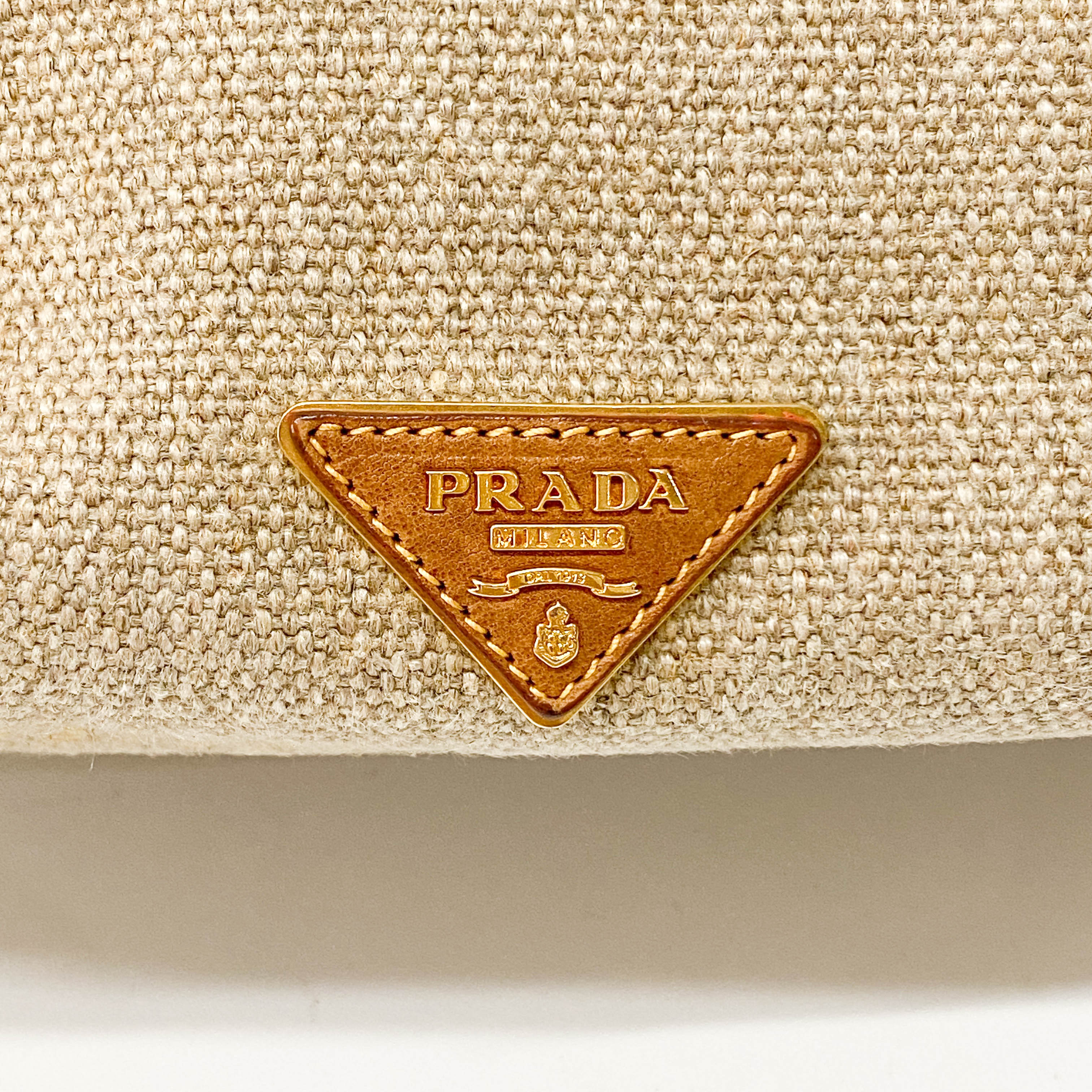 Beige Cotton Shoulder Bag