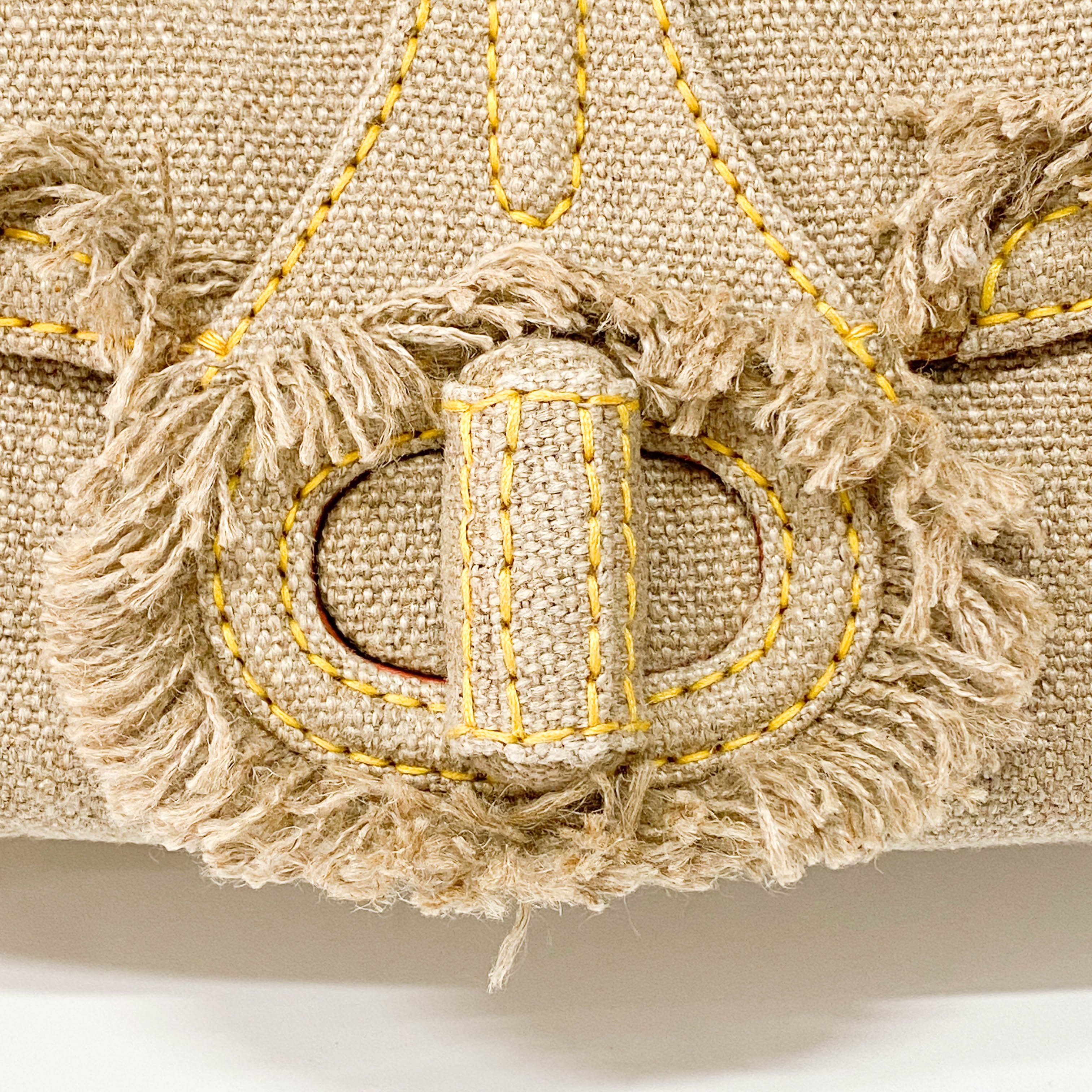 Beige Cotton Shoulder Bag