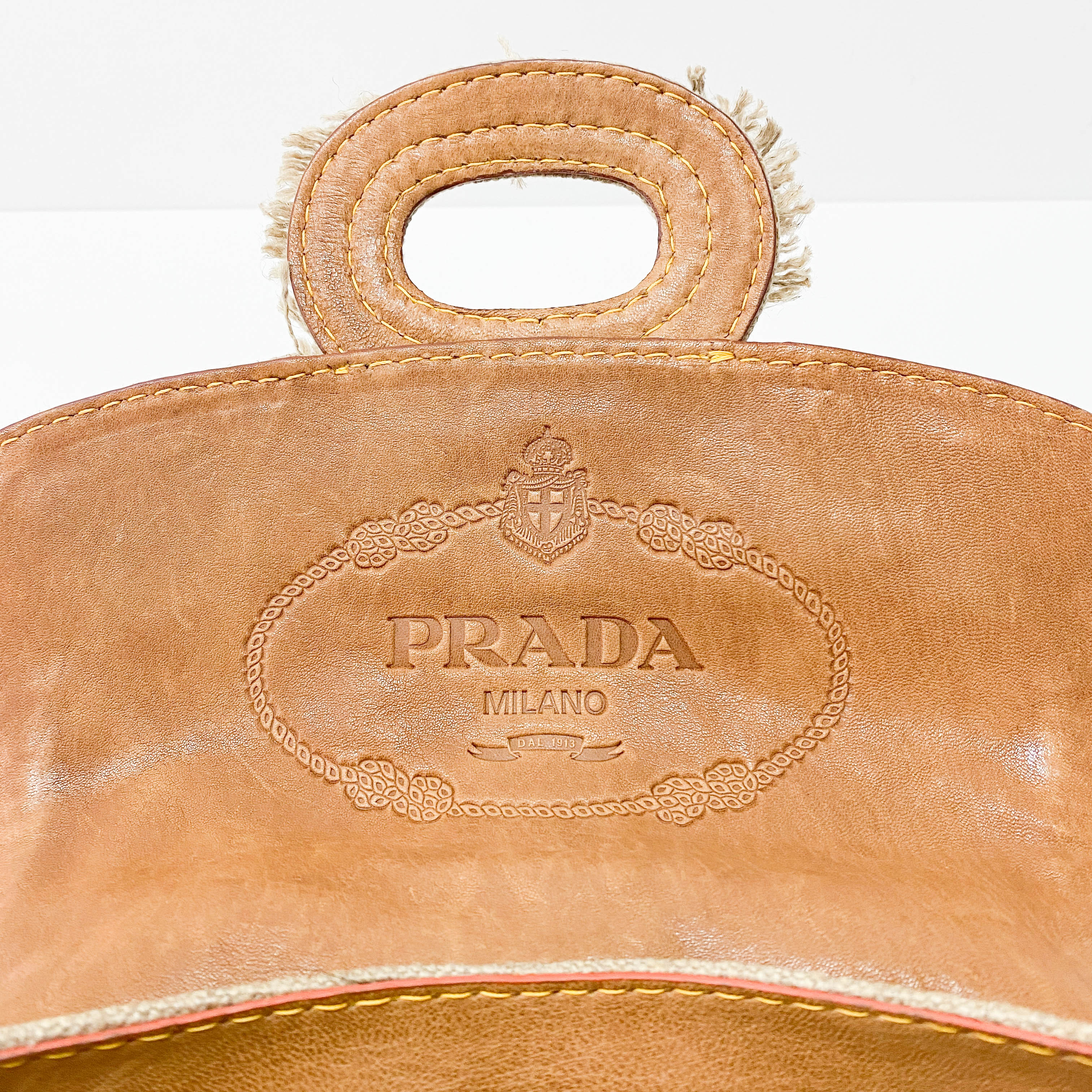 Beige Cotton Shoulder Bag