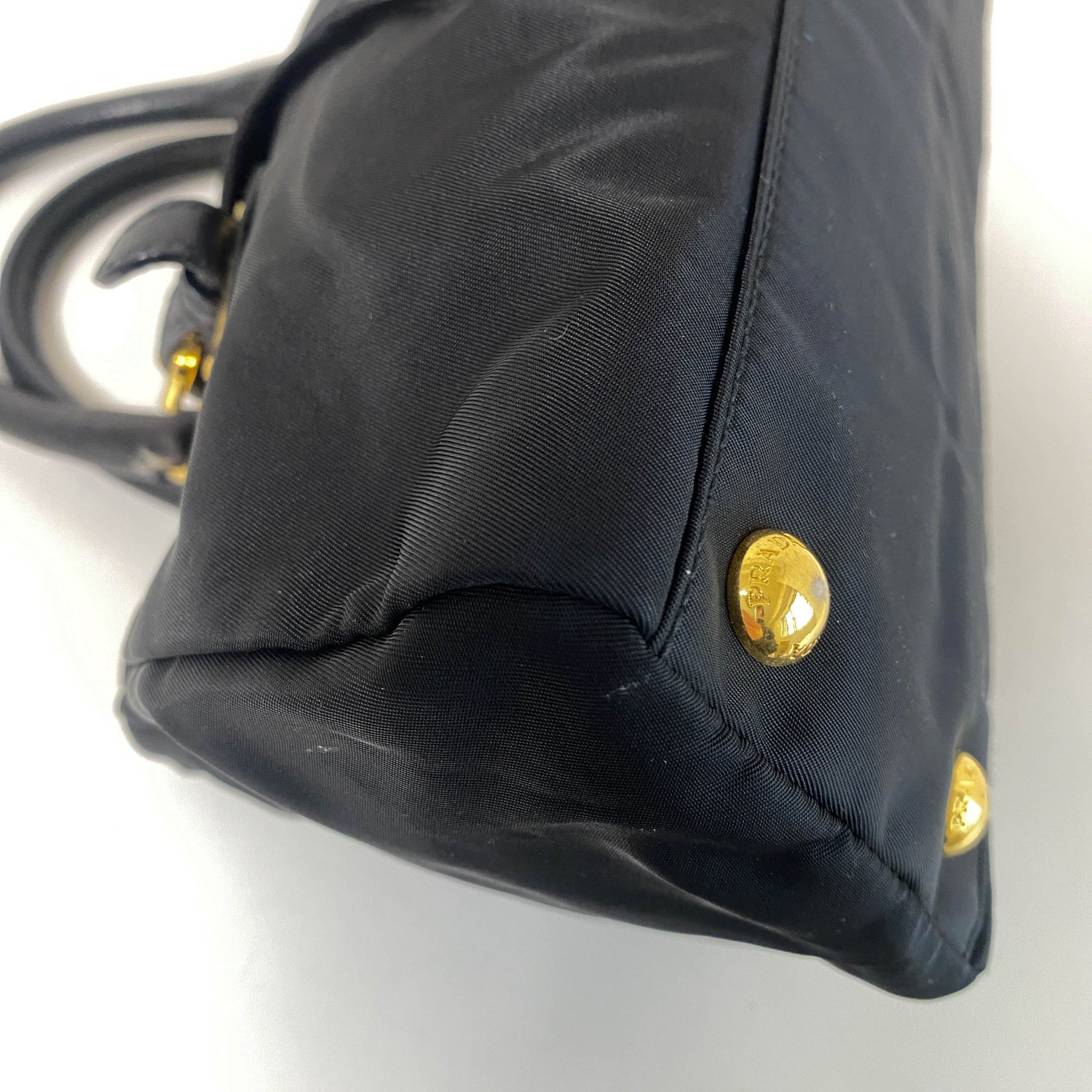 Black Nylon Tessuto Top Handle Bag
