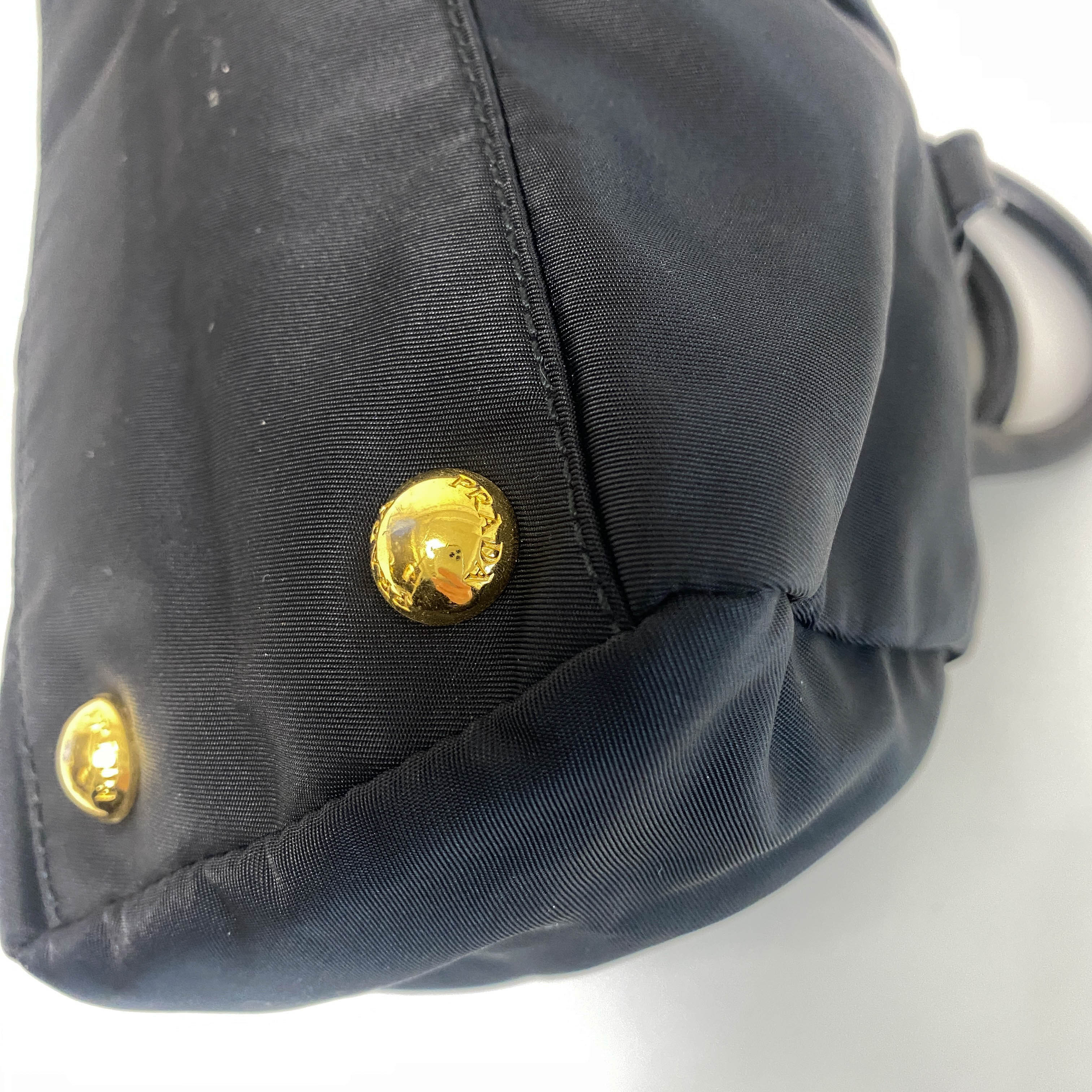 Black Nylon Tessuto Top Handle Bag