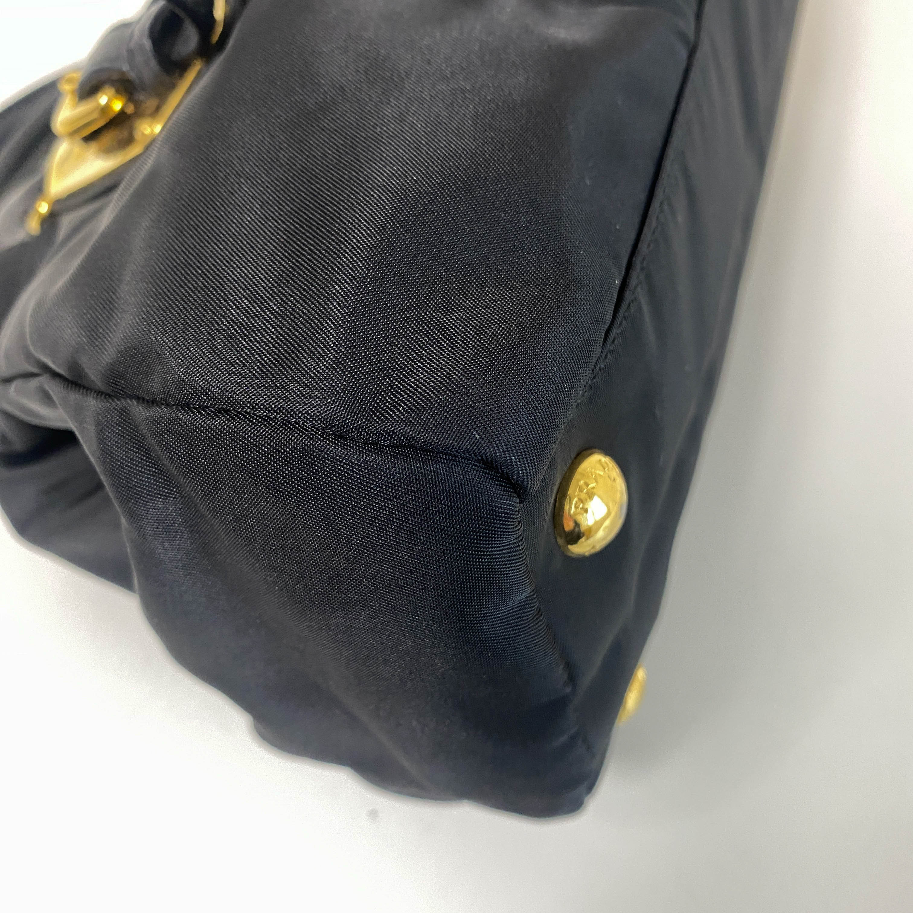 Black Nylon Tessuto Top Handle Bag