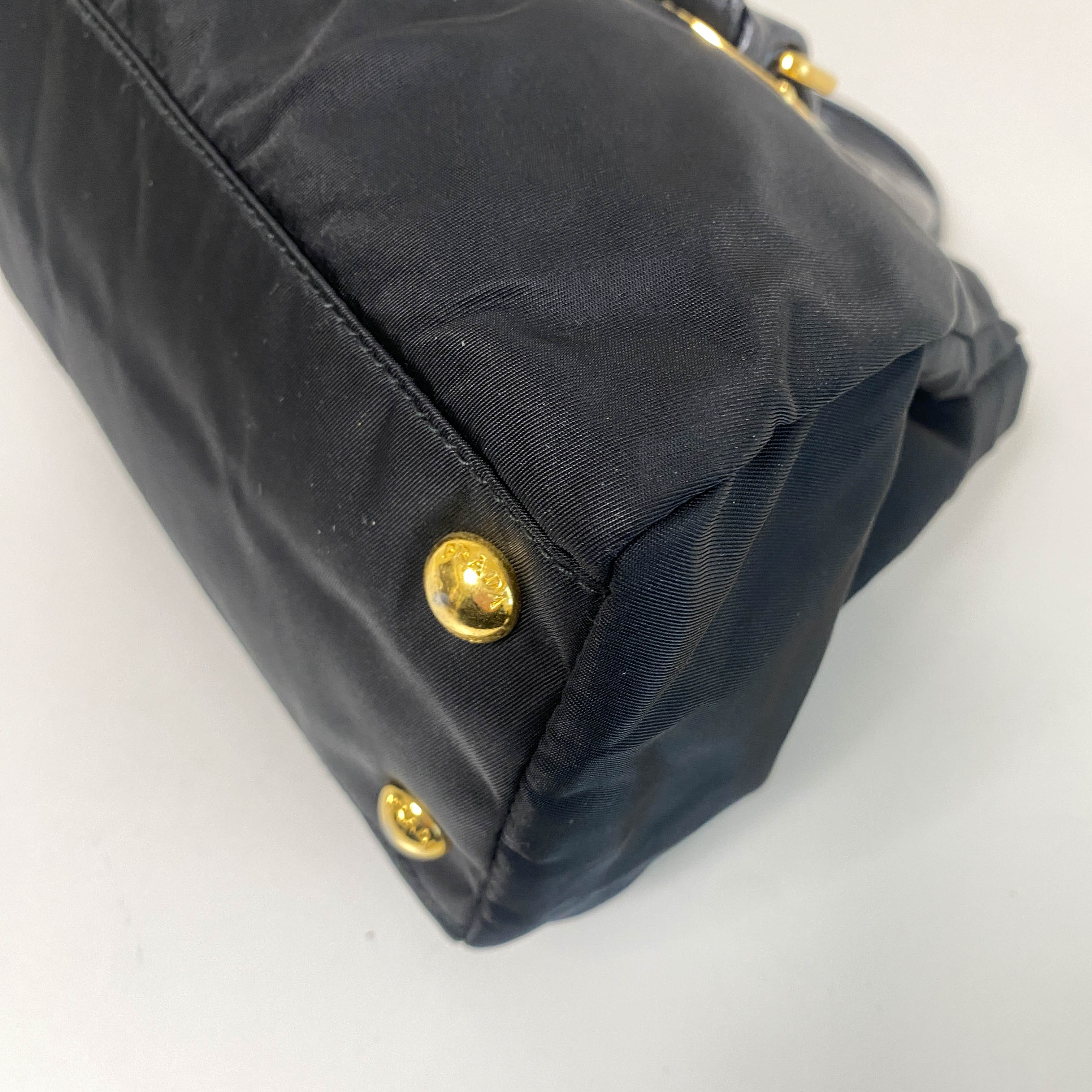 Black Nylon Tessuto Top Handle Bag