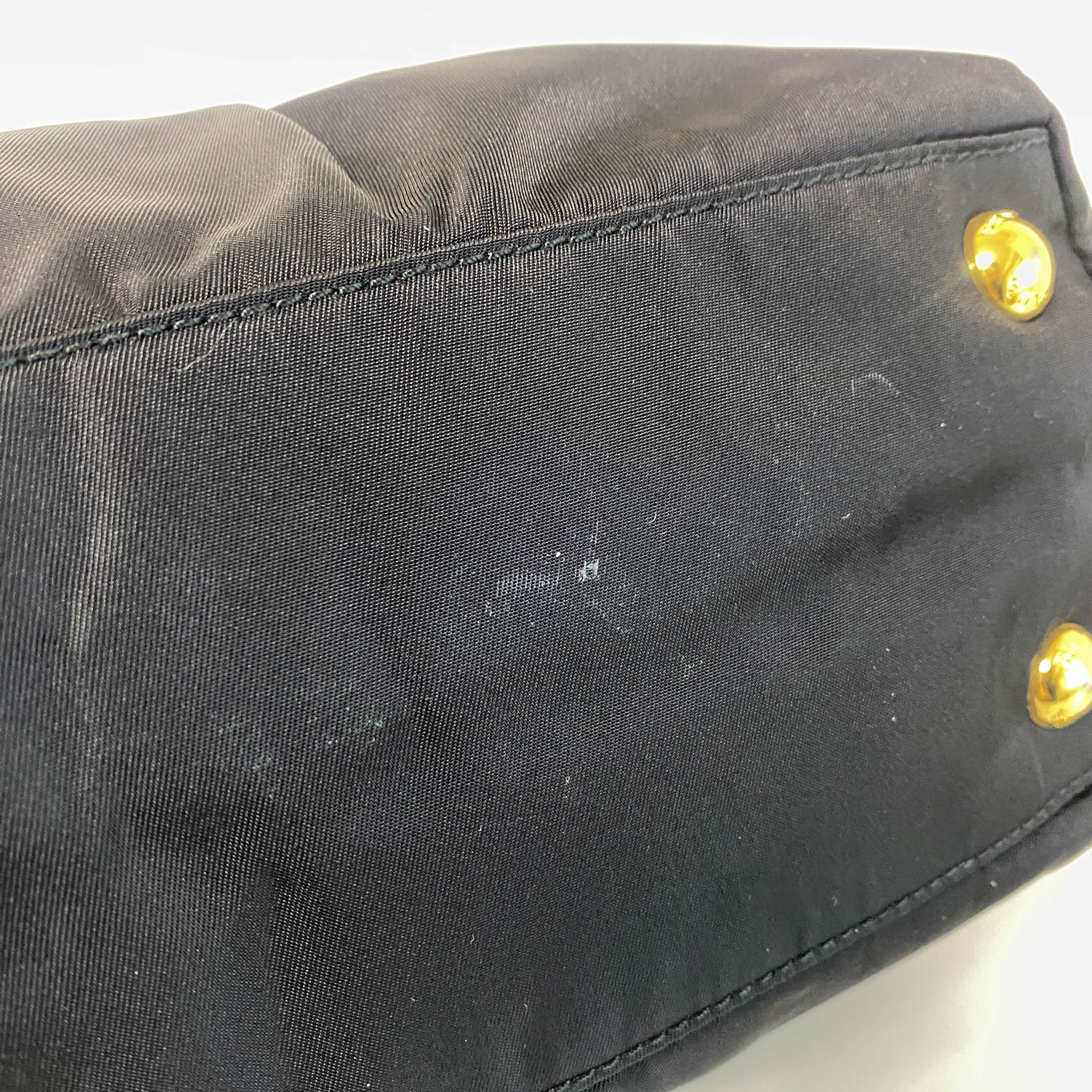 Black Nylon Tessuto Top Handle Bag