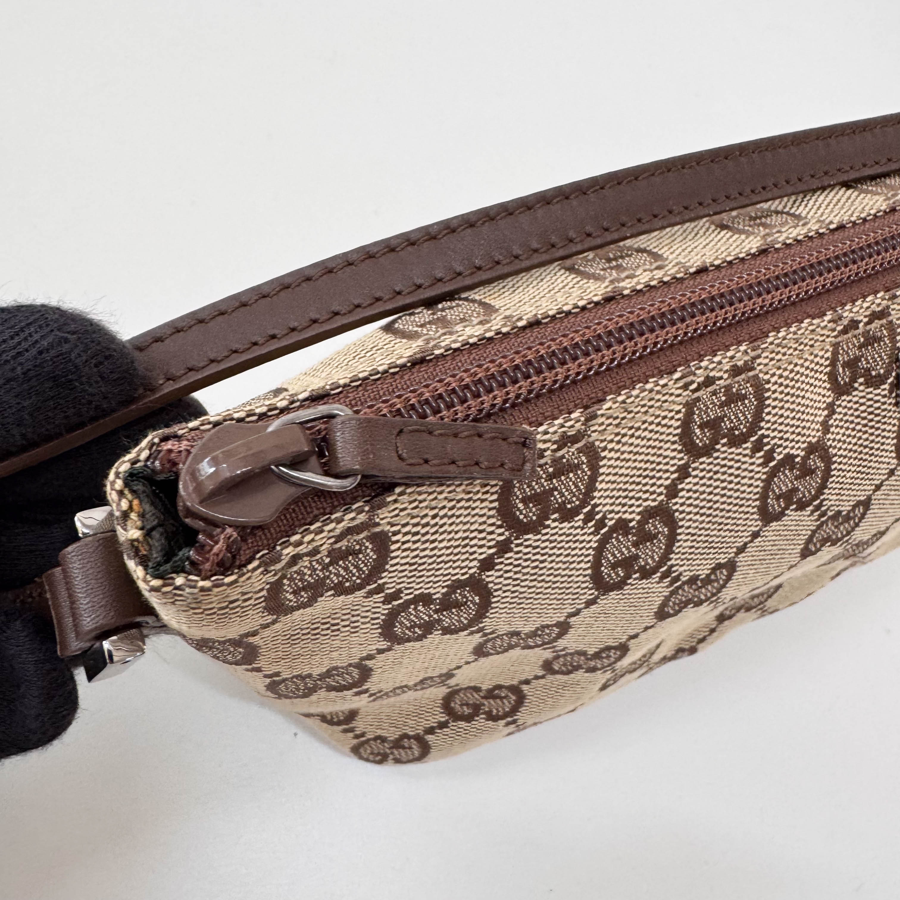 Brown GG Canvas Hobo Pochette Bag